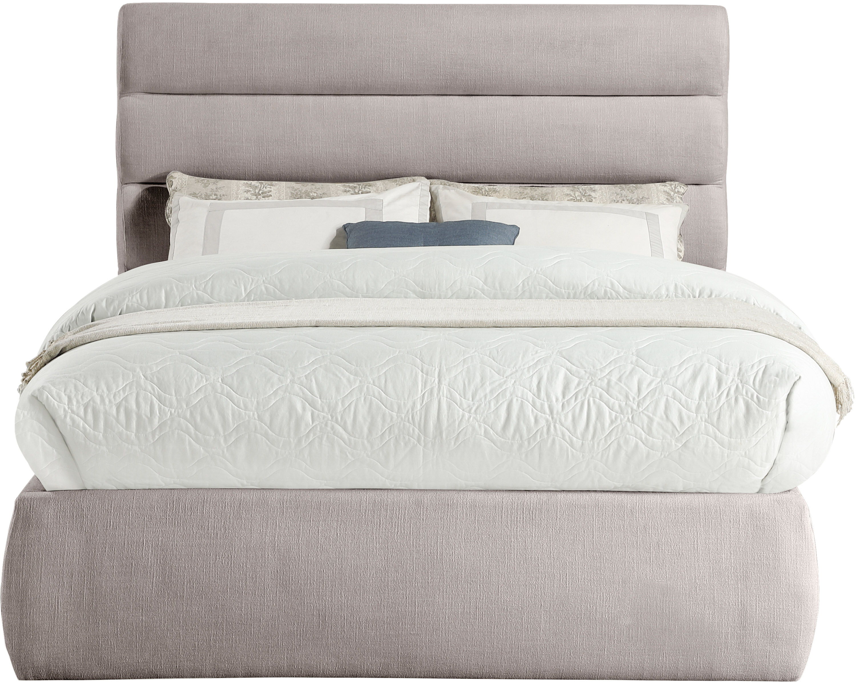 Adam - Linen Fabric Full Bed With 52" Headboard - Taupe
