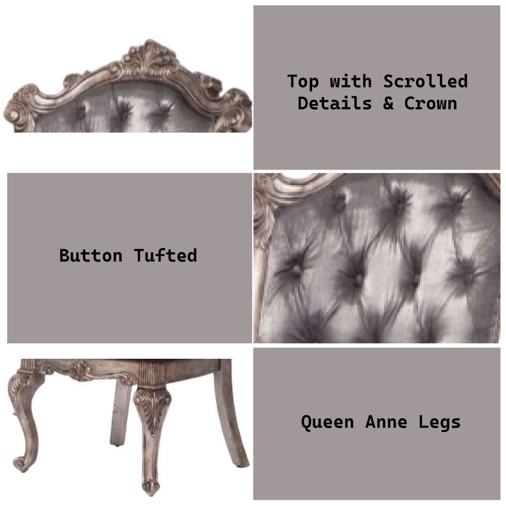 Chantelle - Side Chair (Set of 2) - Silver Gray Silk-Like Fabric & Antique Platinum, dark brown, view 3