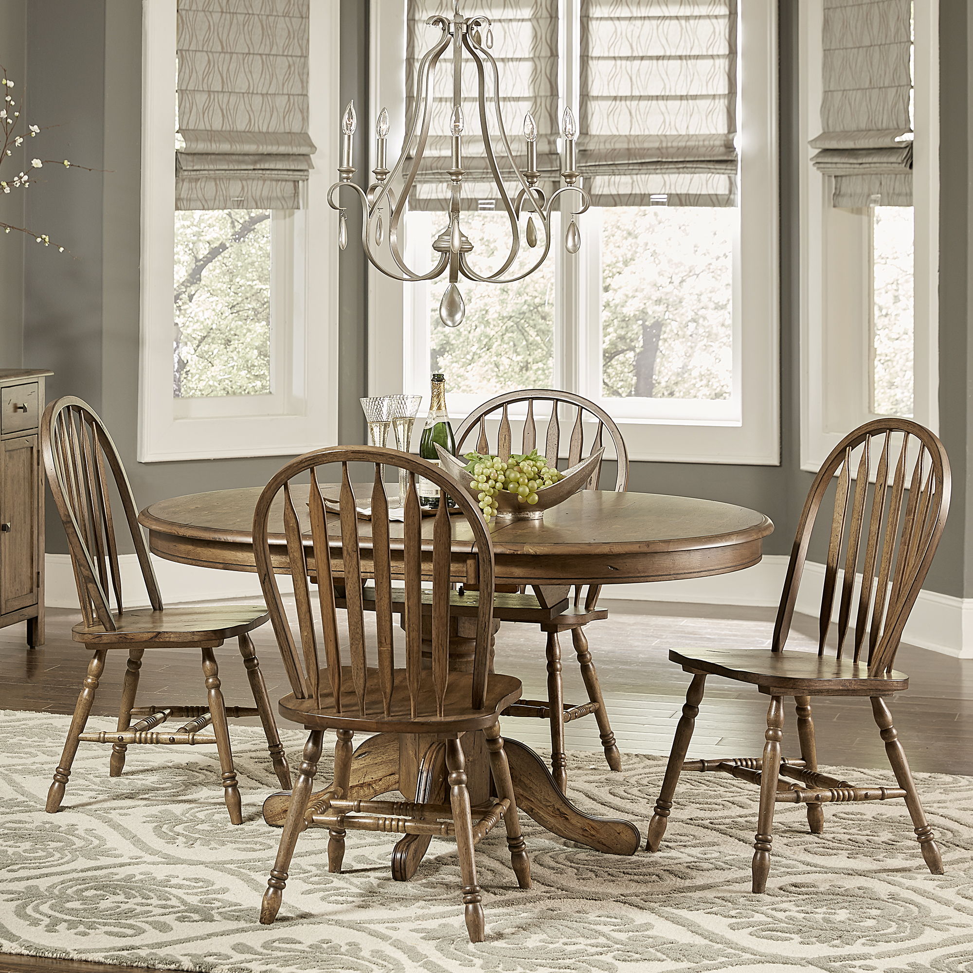 Liberty Furniture Carolina Crossing - 5 Piece Pedestal Table Set - Dark Brown