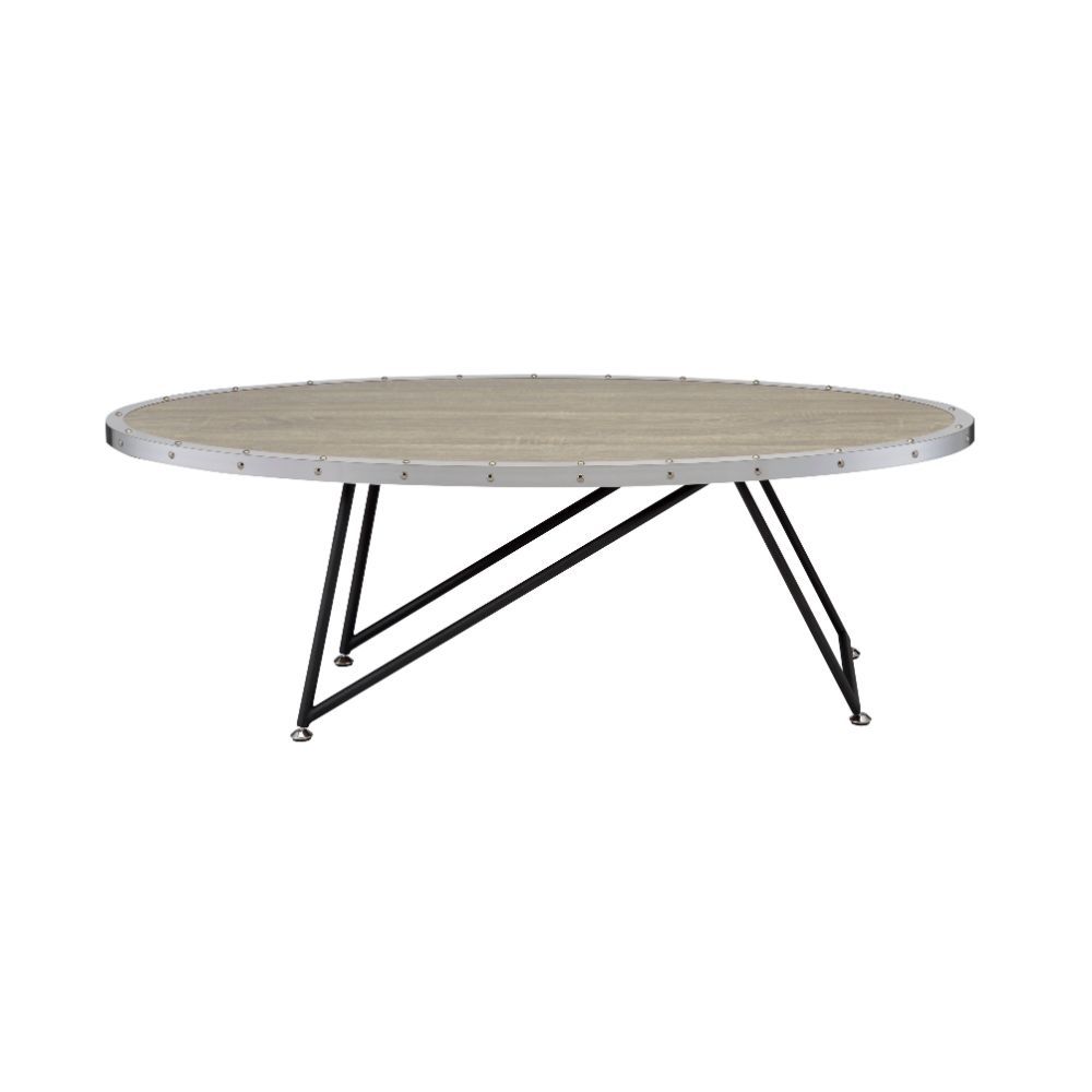 Allis - Coffee Table - Weathered Gray Oak & Metal, light brown, view 2
