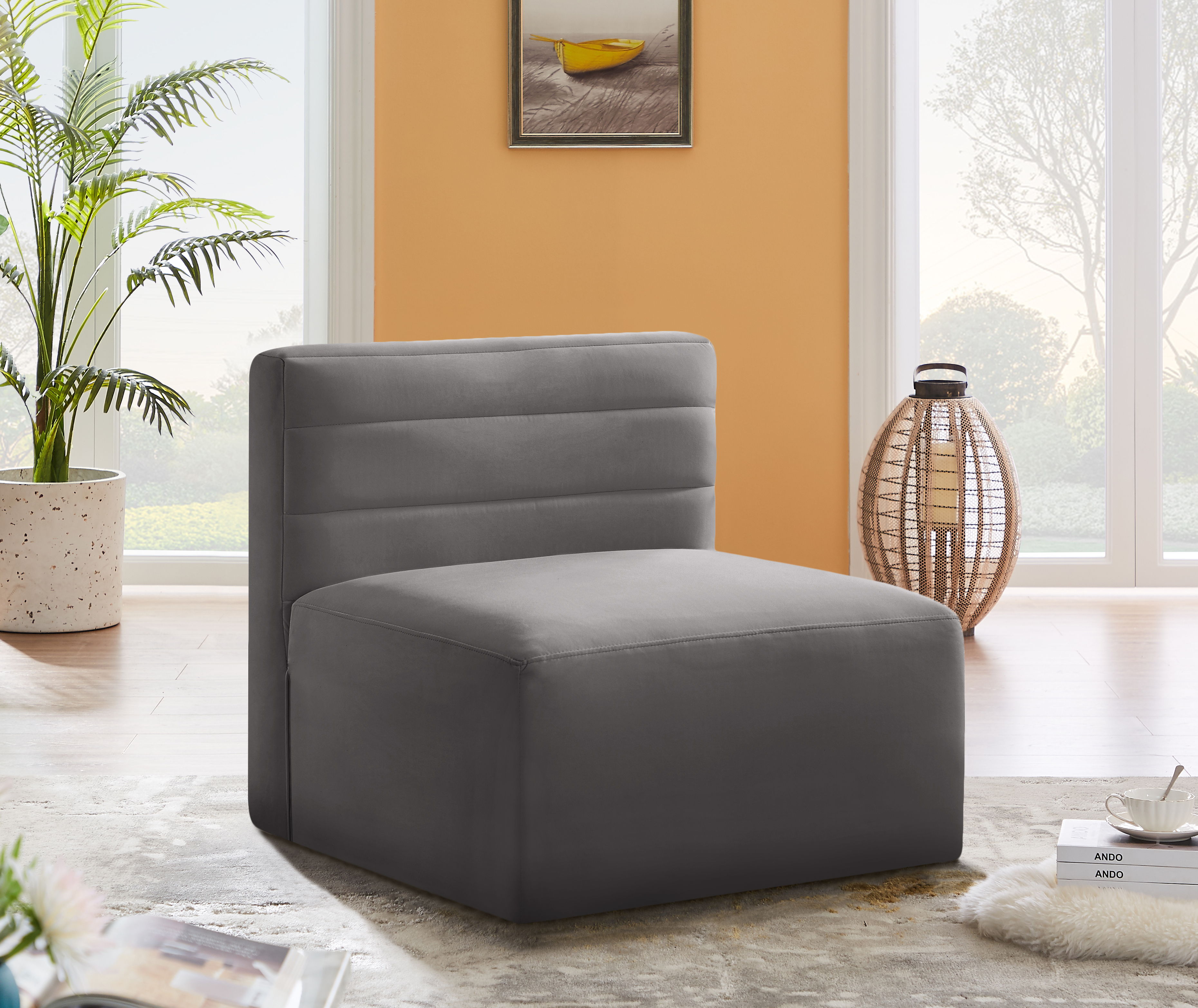 Quincy - Modular Armless Chair - Gray