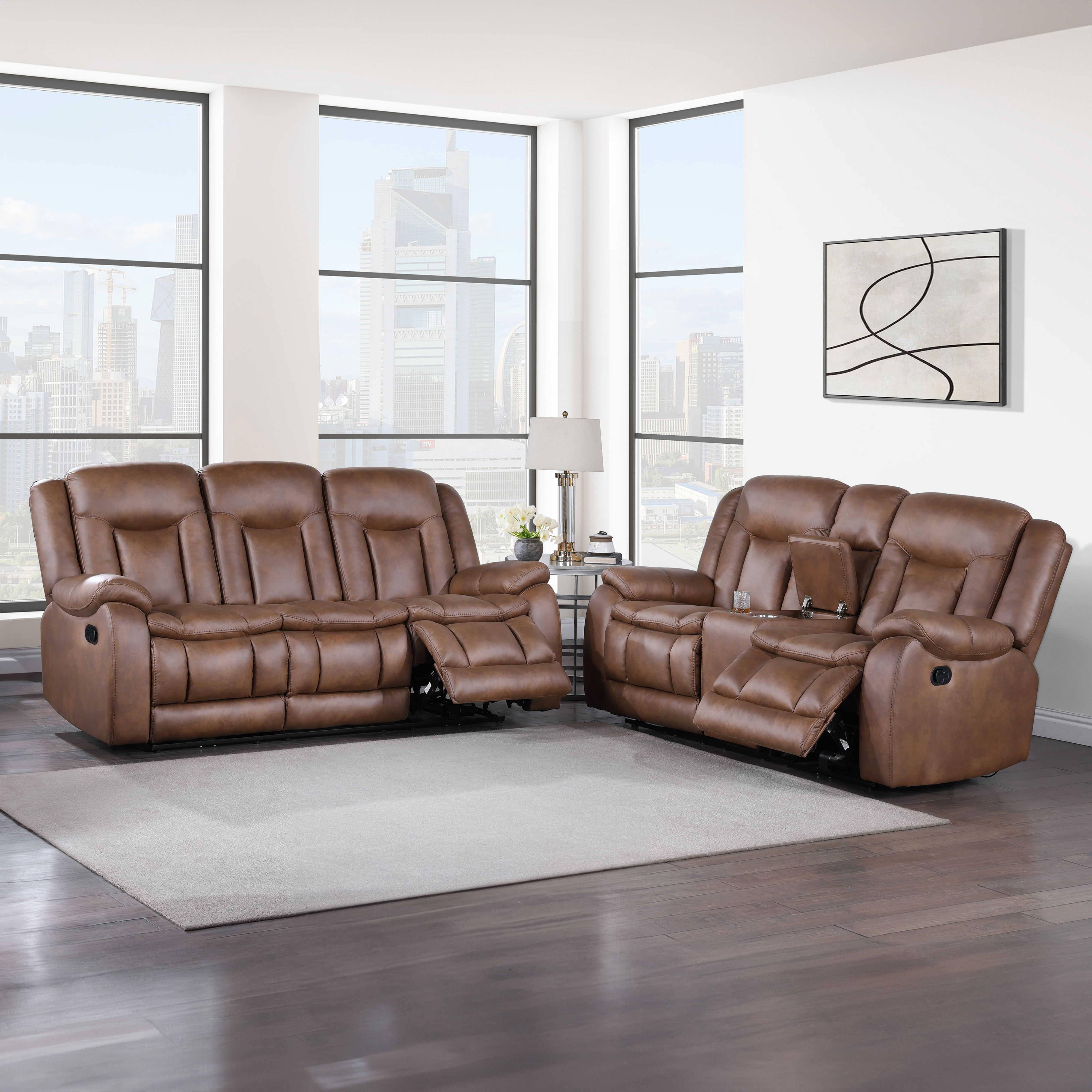 Morello - 2 Piece Manual Sofa & Loveseat - Brown