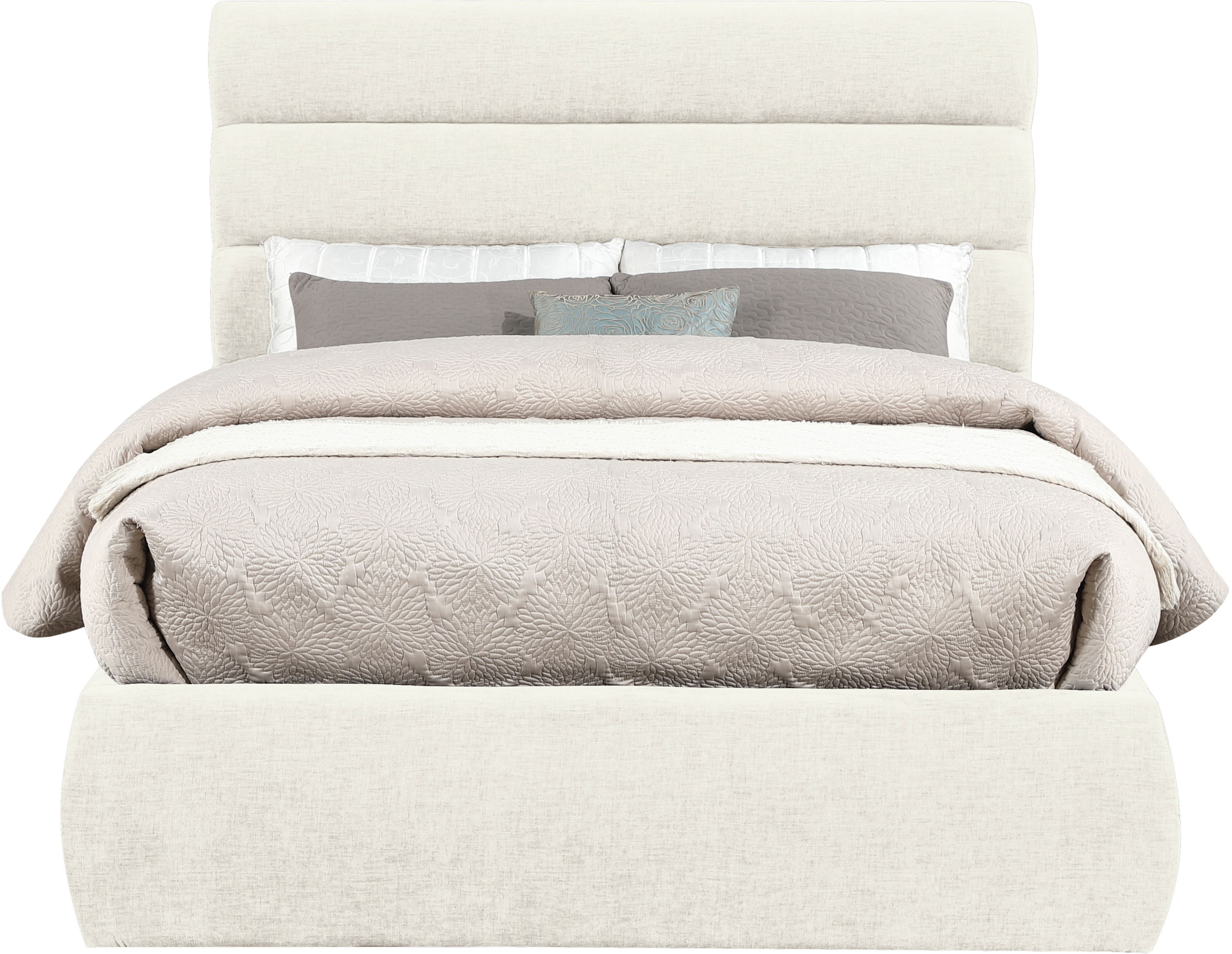 Adam - Chenille Fabric Full Bed With 52" Headboard - Cream