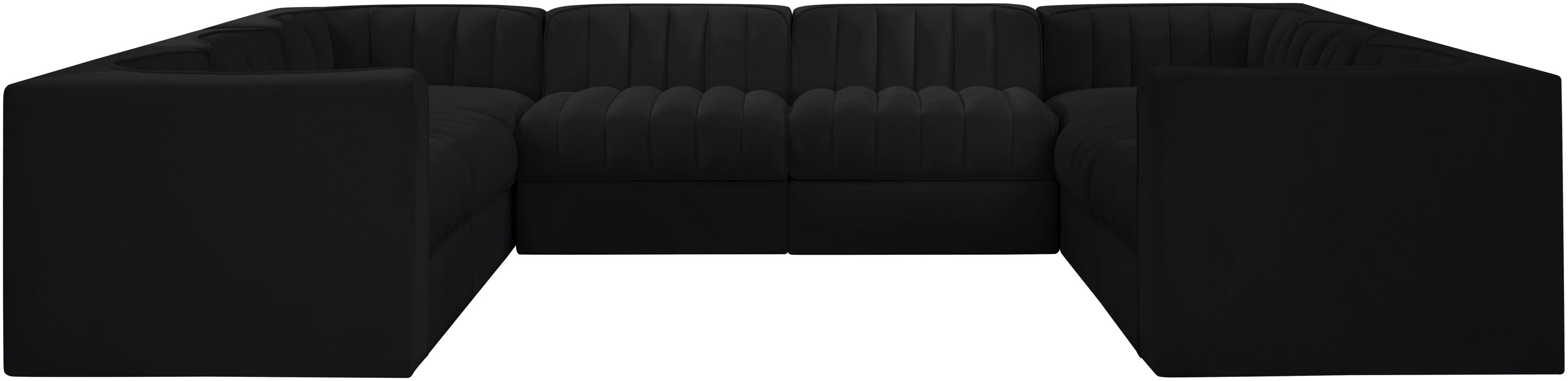 Rummi - Velvet Performance Fabric Upholstered Modular Sectional - Black