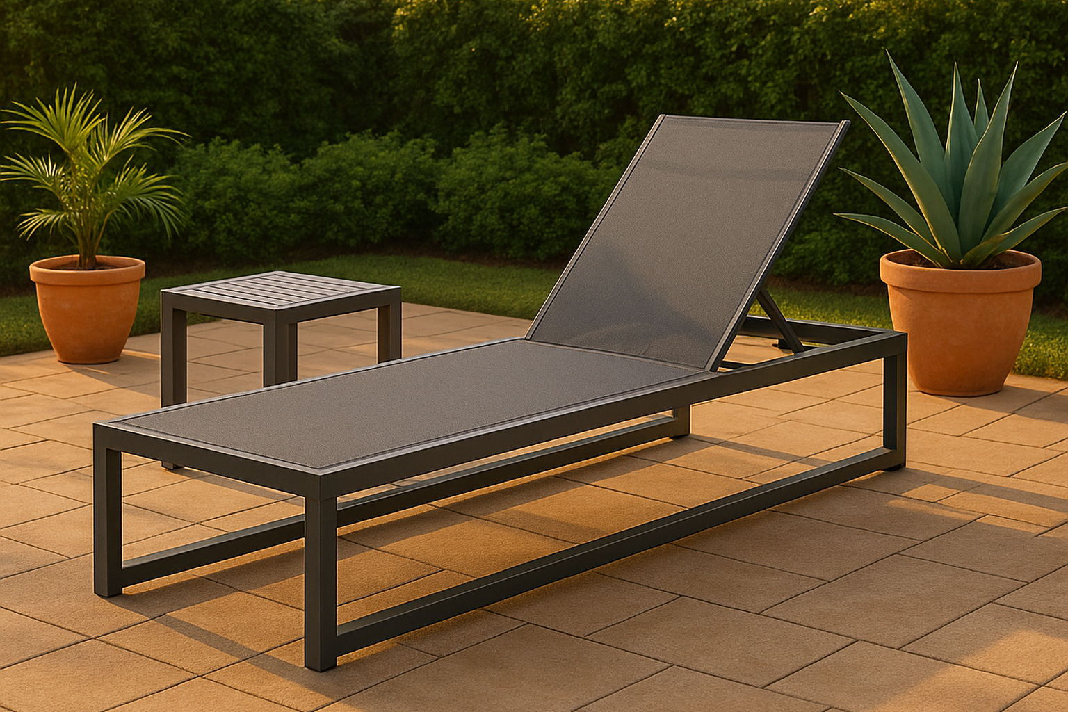 Maldives - Mesh Water Resistant Outdoor Patio Adjustable Sun Chaise Lounge Chair - Gray