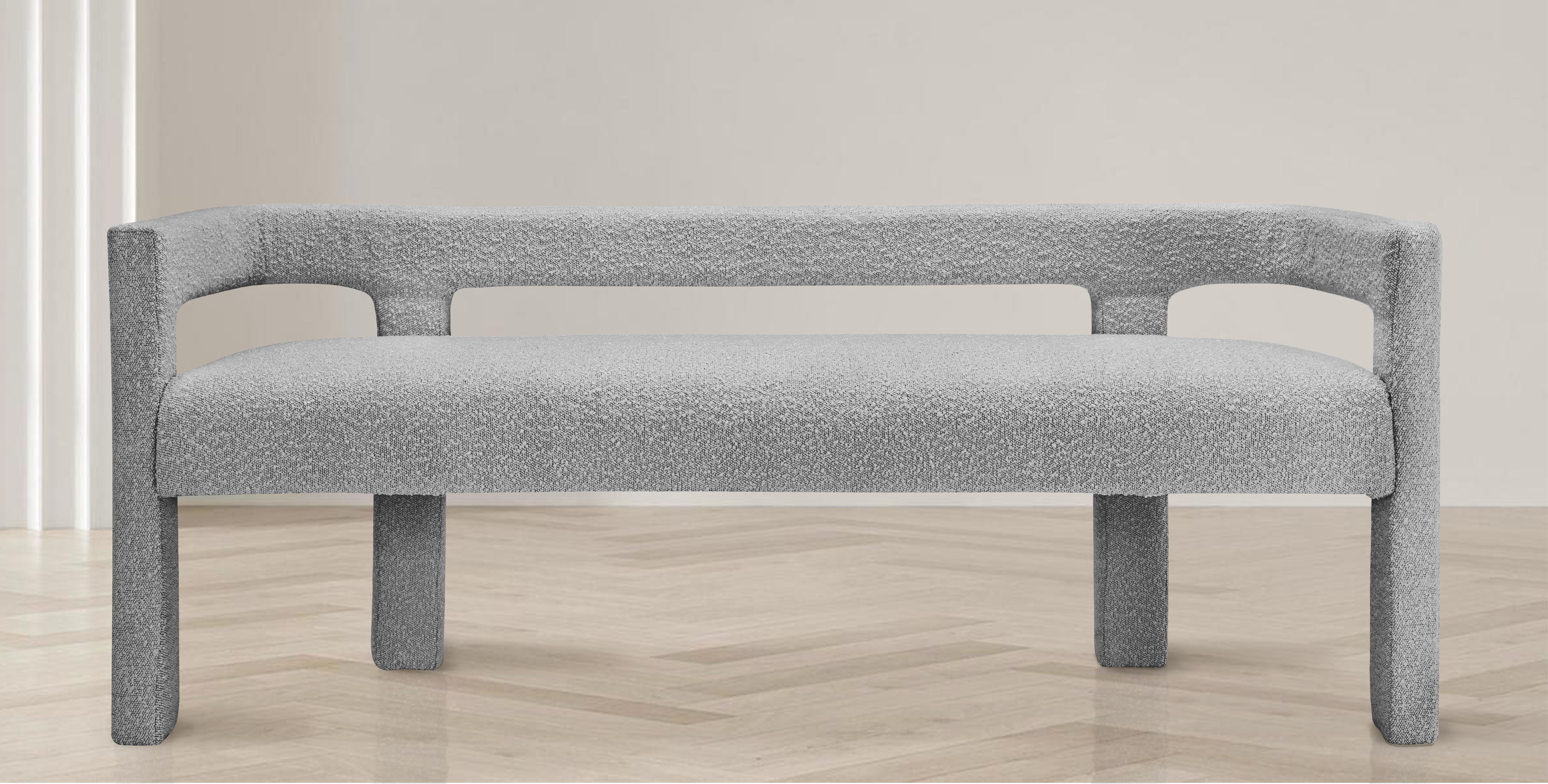 Athena - Boucle Fabric Bench - Gray