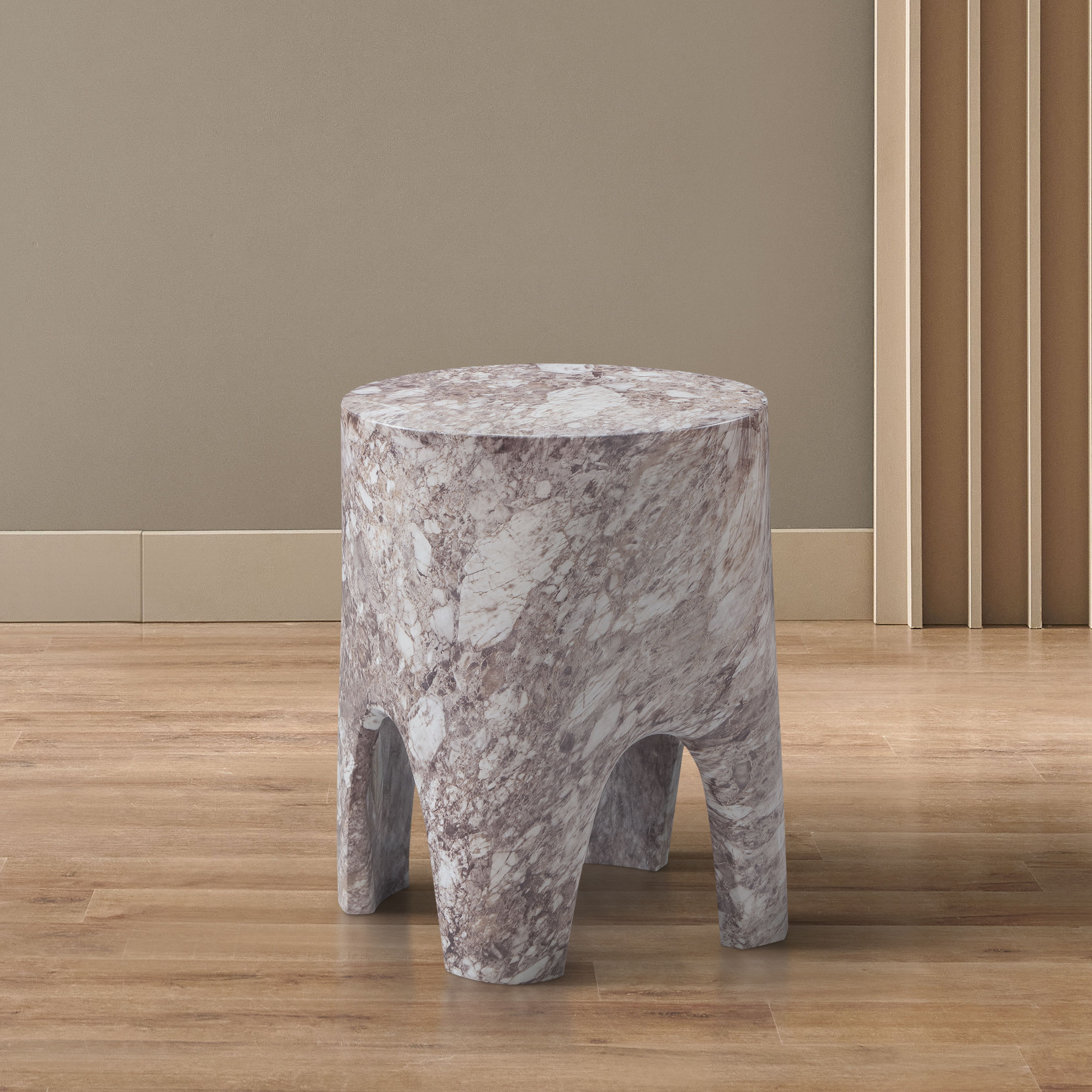 Foligno - Marble Finish Concrete End Table - Brown
