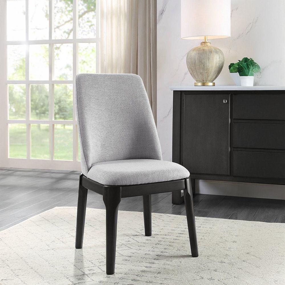 Madan - Side Chair (Set of 2) - Light Gray Linen & Gray Oak, gray