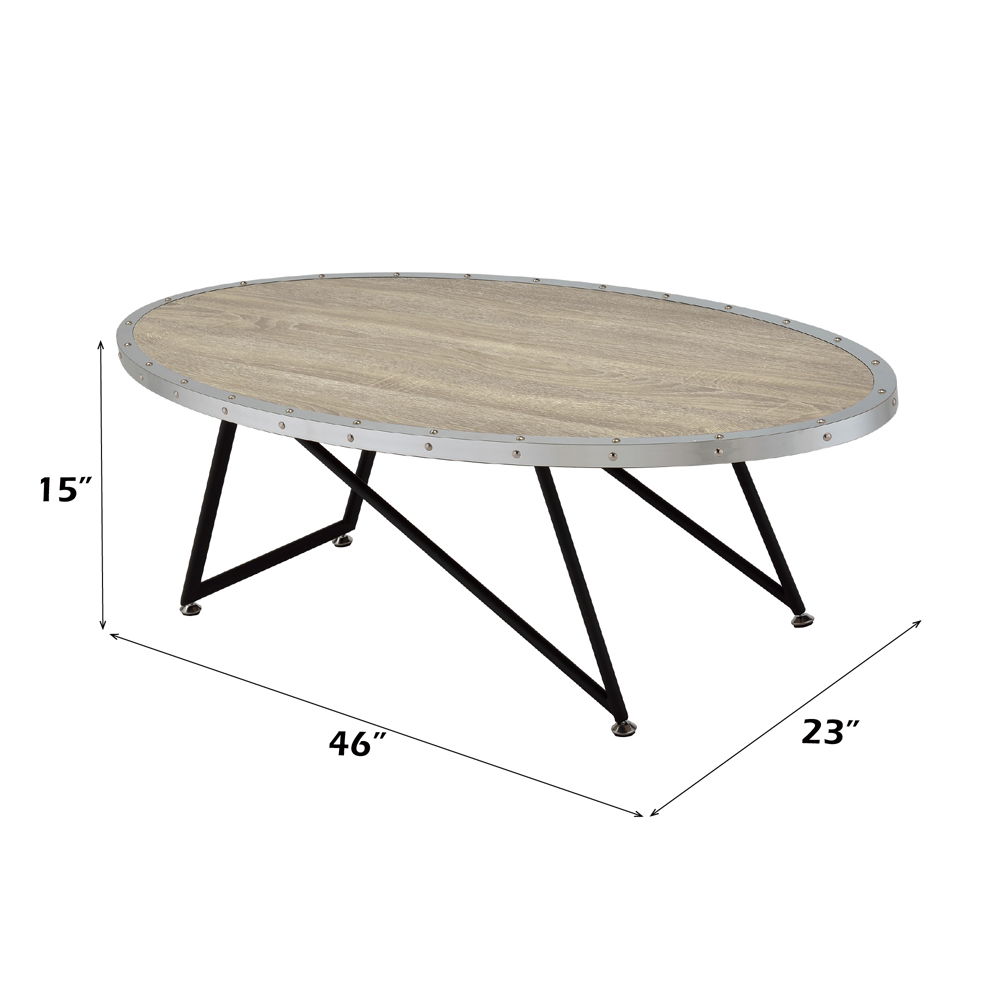 Allis - Coffee Table - Weathered Gray Oak & Metal, light brown, view 4