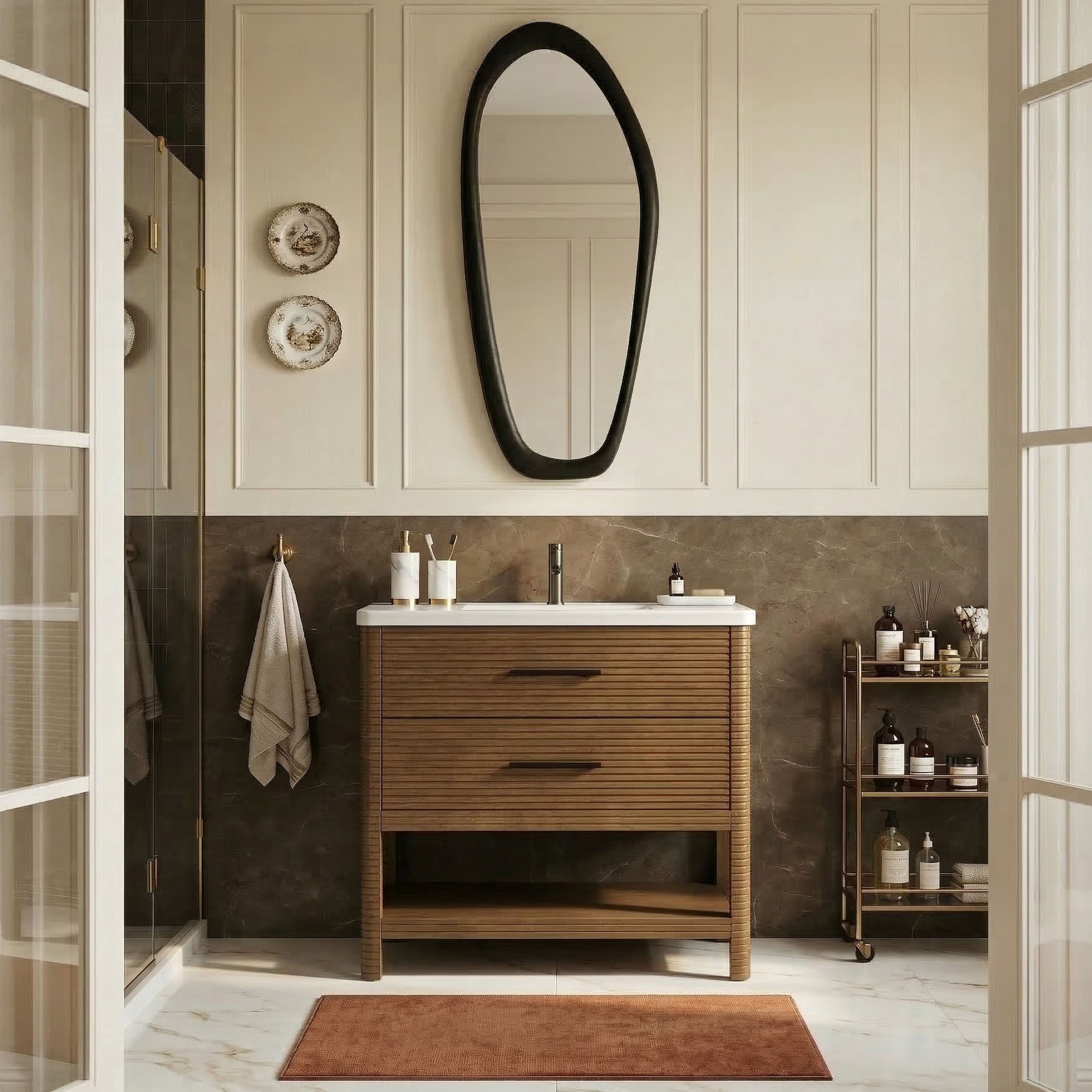 Oakwell - 36'' Bathroom Vanity - Brown / White