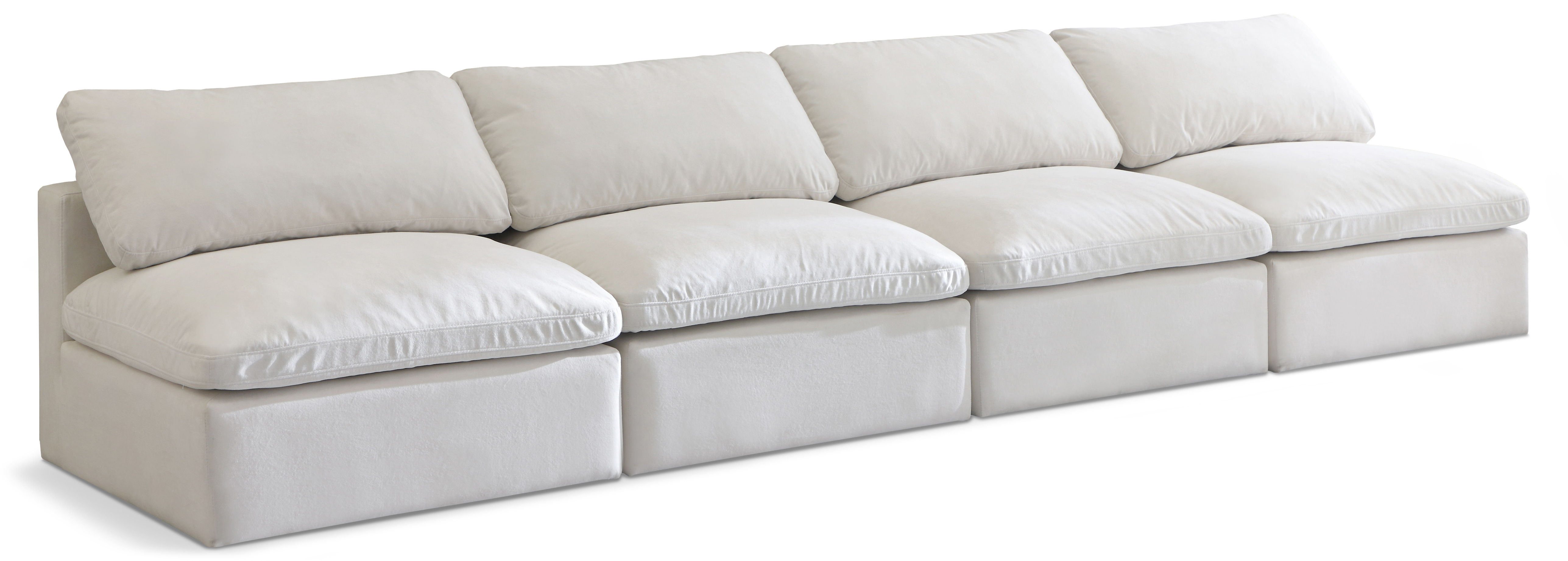 Plush - 4 Seat Modular Armless Sofa - Cream