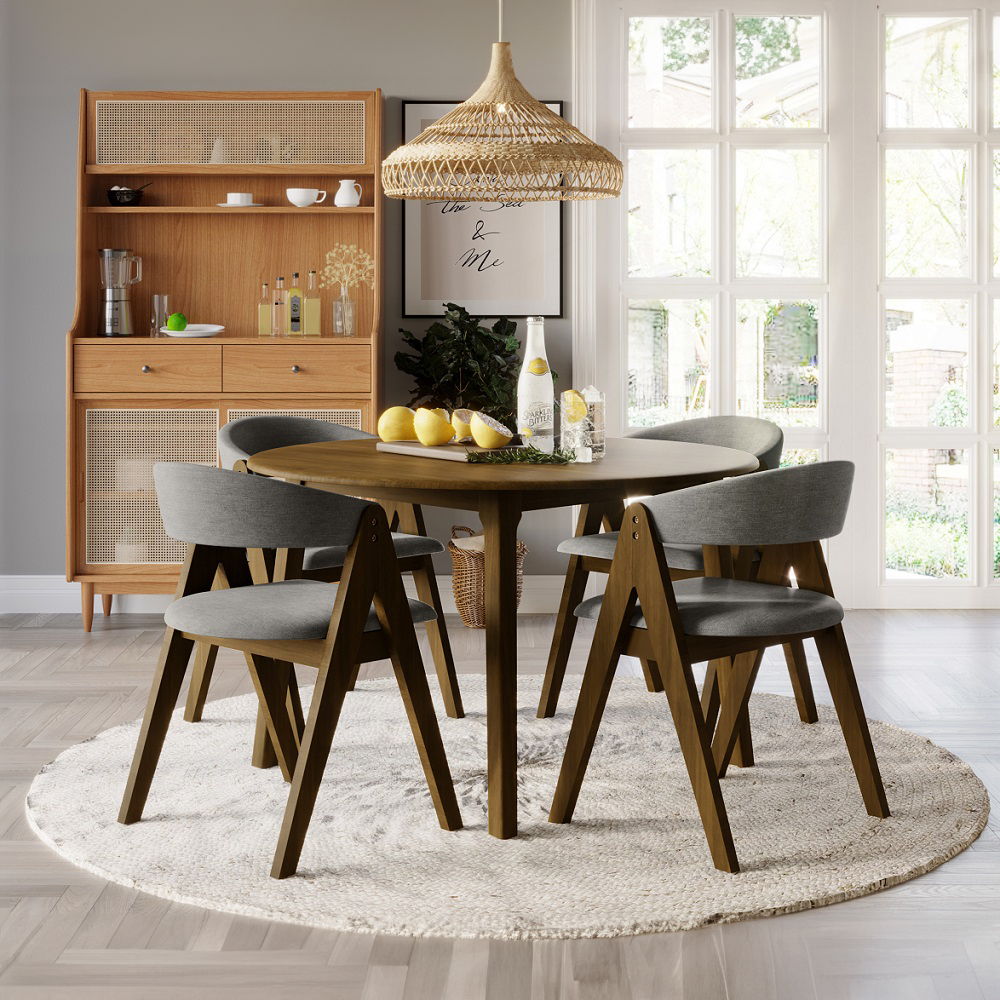 Keiki - Round Dining Table - Walnut, dark brown