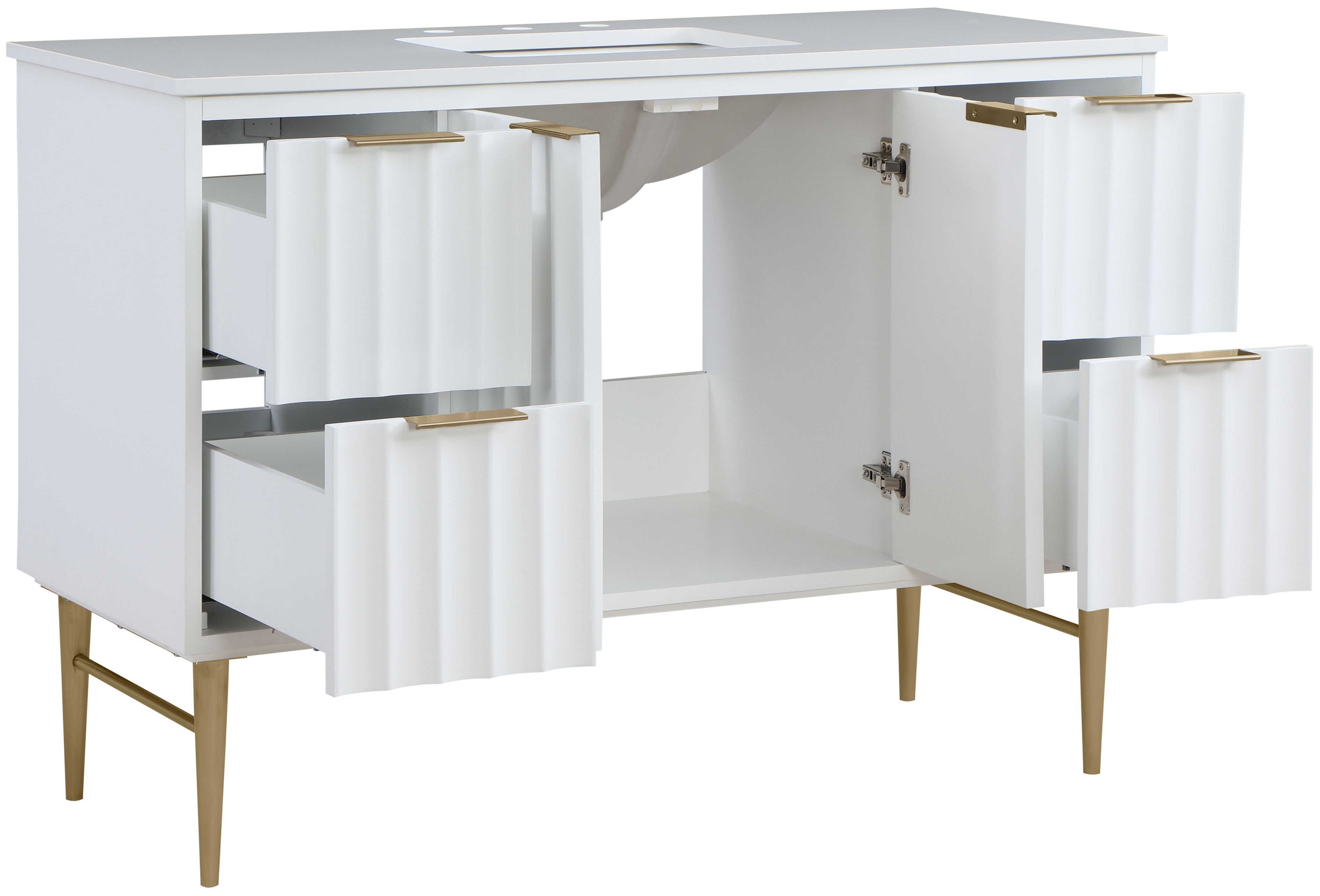 Modernist - 48" Bathroom Vanity With Gold Legs - White