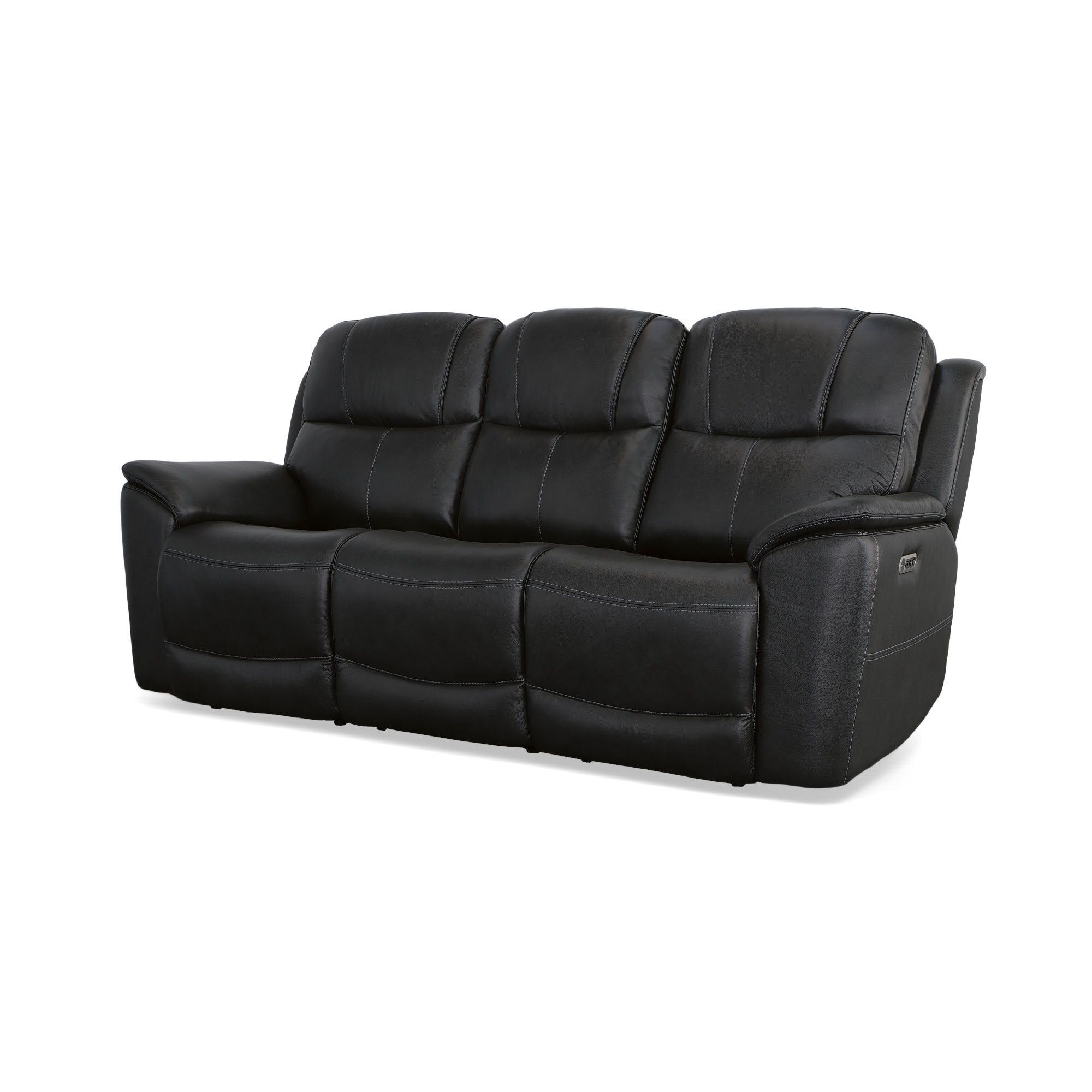 Crew - Power Reclining Sofa With Power Headrests & Lumbar - Raven, black