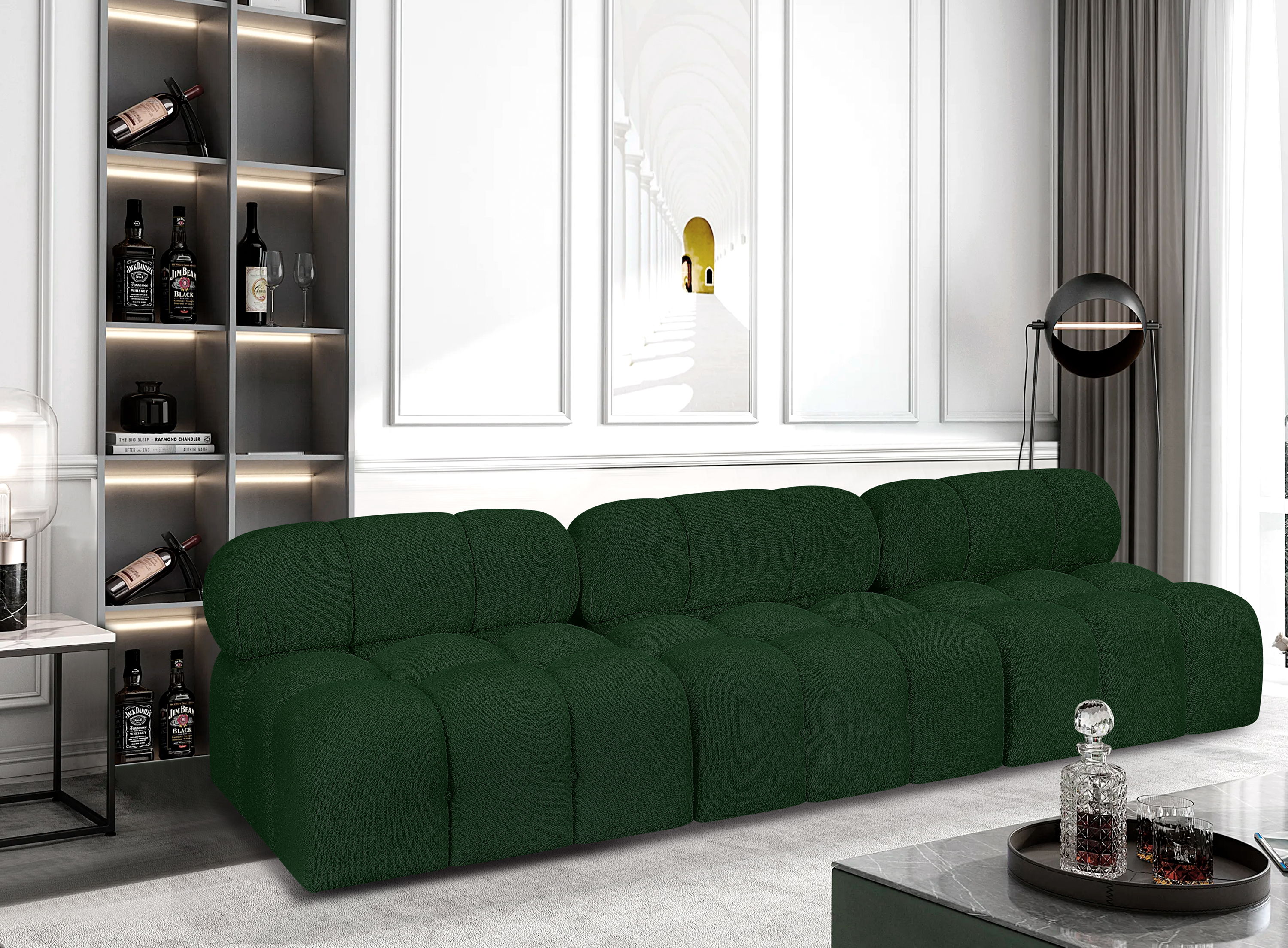 Ames - 3 Piece Modular Armless Sofa - Green