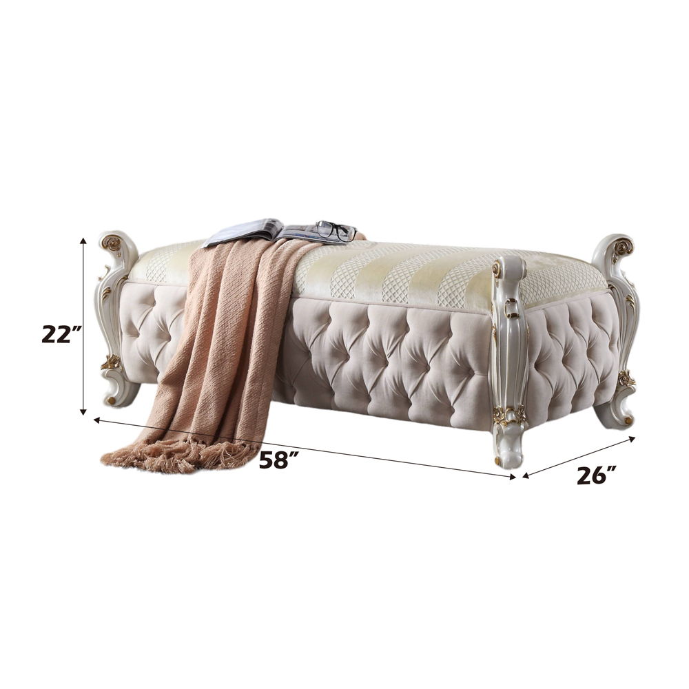 Picardy - Bench - Fabric & Antique Pearl, white, view 2