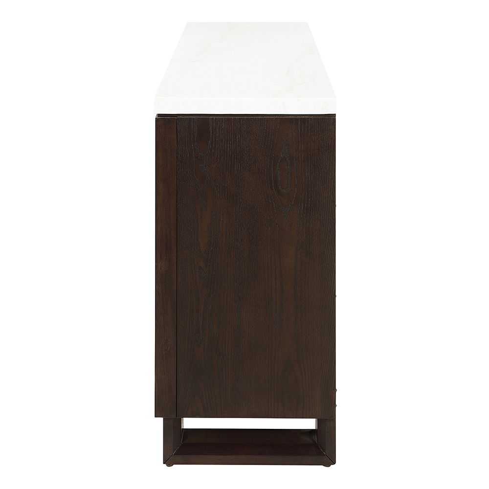 Edwyn - Server With Fireplace - Natural Marble Top & Espresso, dark brown, view 3