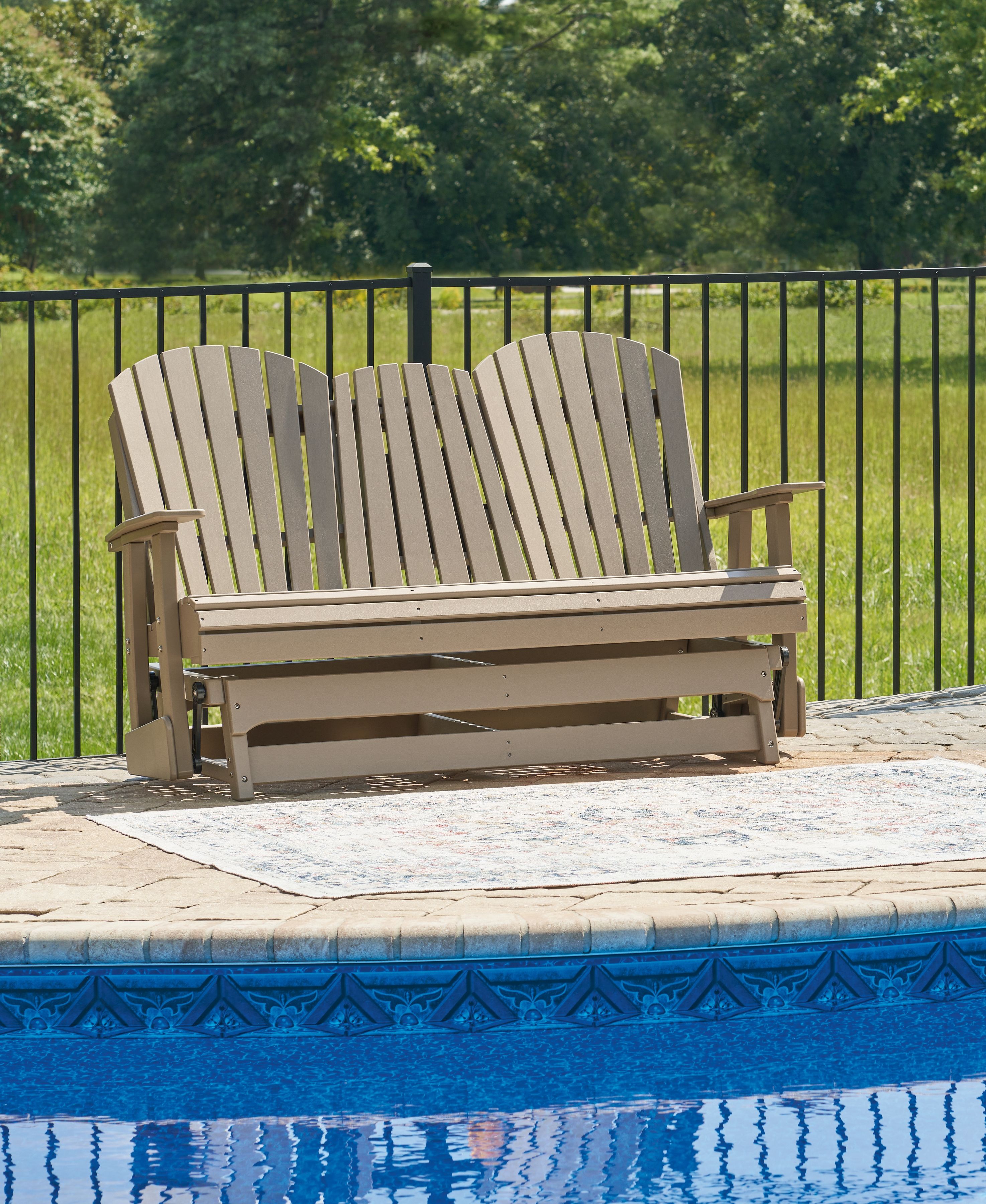 Hyland Wave - Glider Loveseat - Driftwood