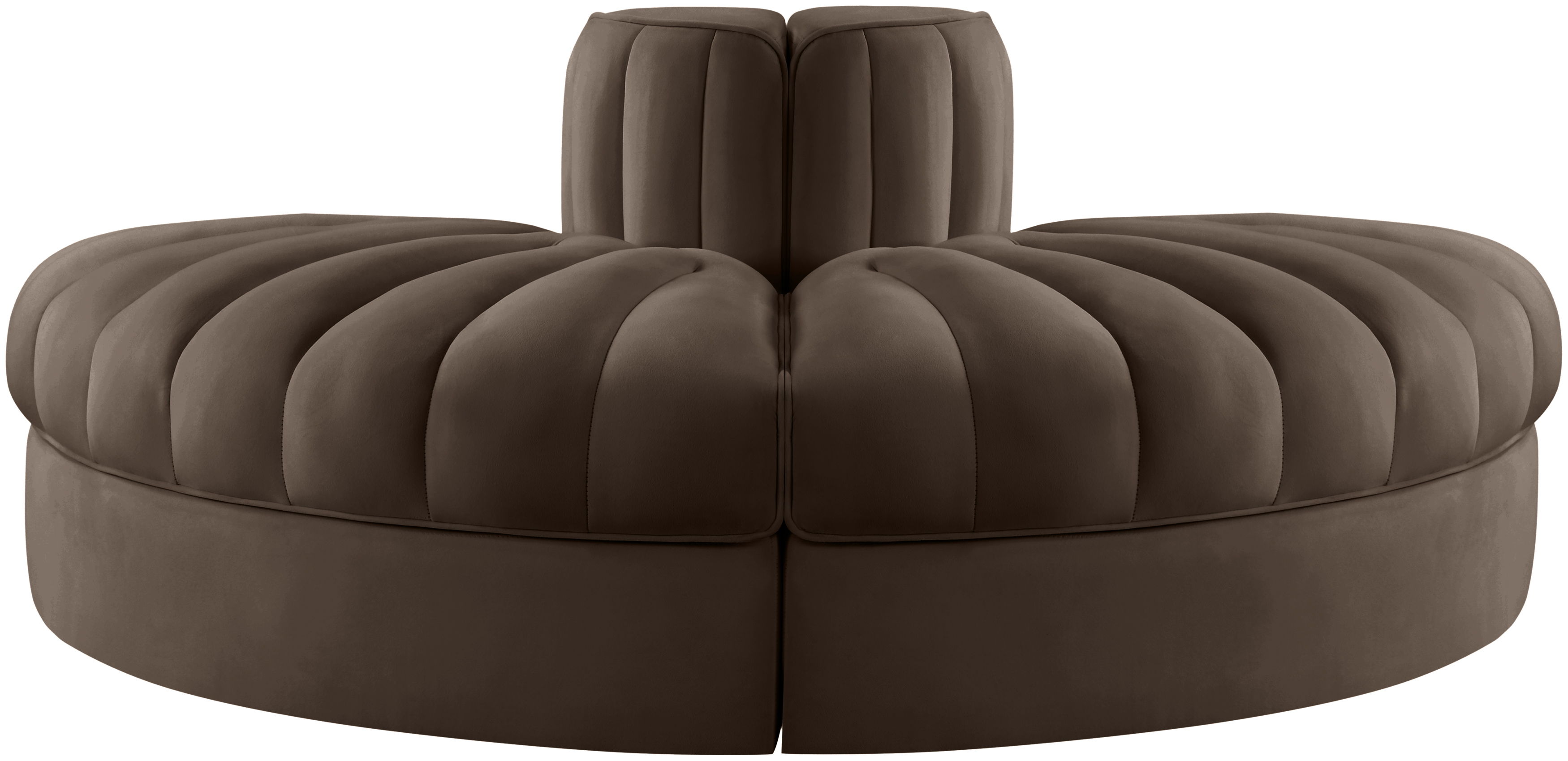 Rummi - Velvet Performance Fabric Upholstered 2 Piece Modular Loveseat - Brown
