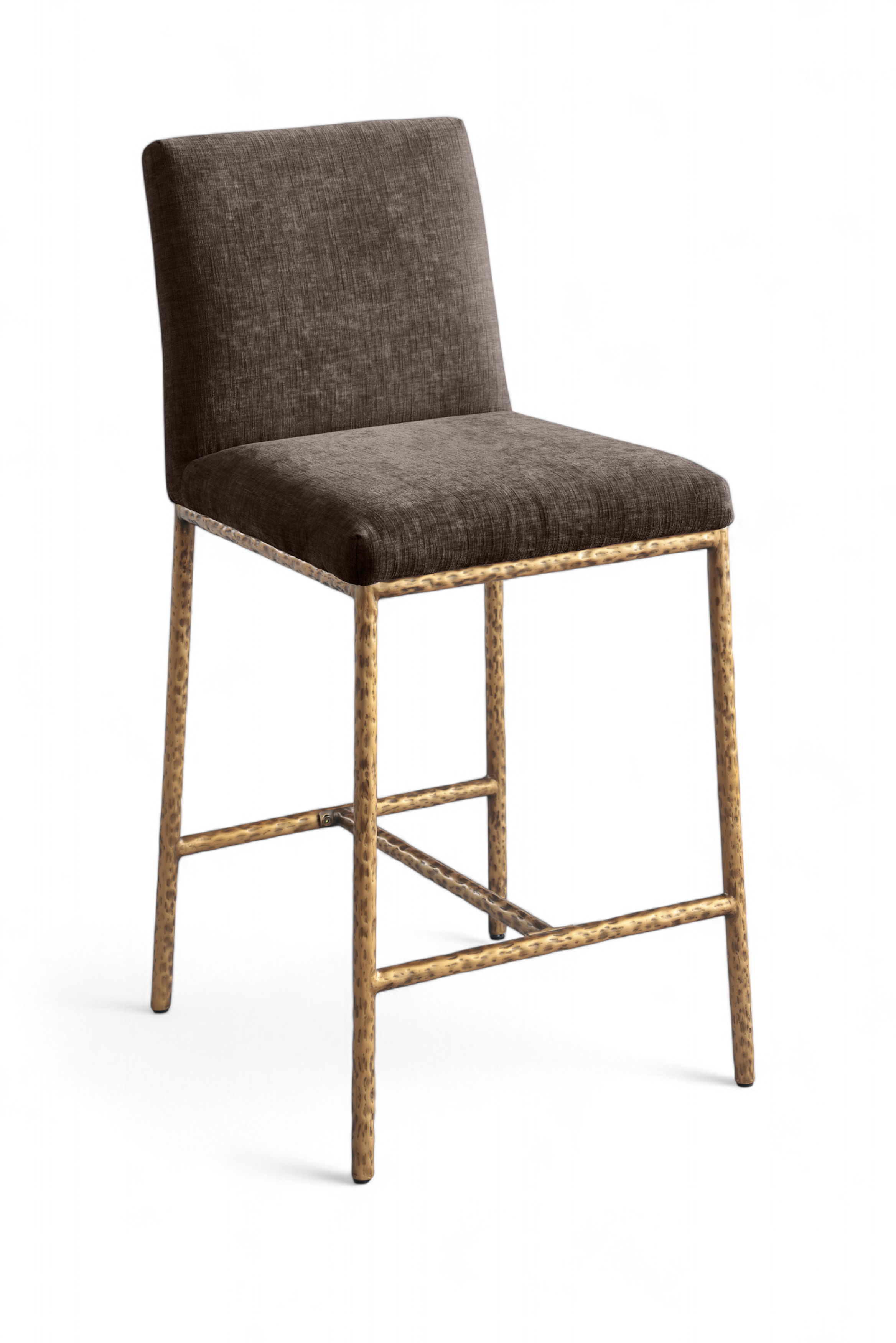 Reeves - Chenille Upholstered Counter Stool (Set of 2) - Brown