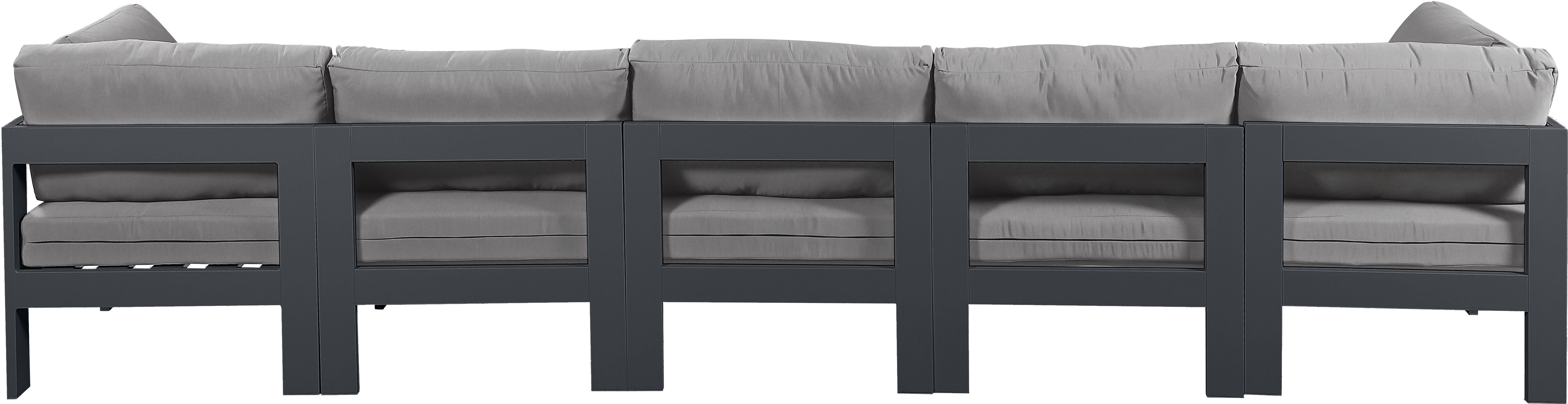 Nizuc - Outdoor Patio 5 Piece Modular Sofa With Gray Frame - Gray