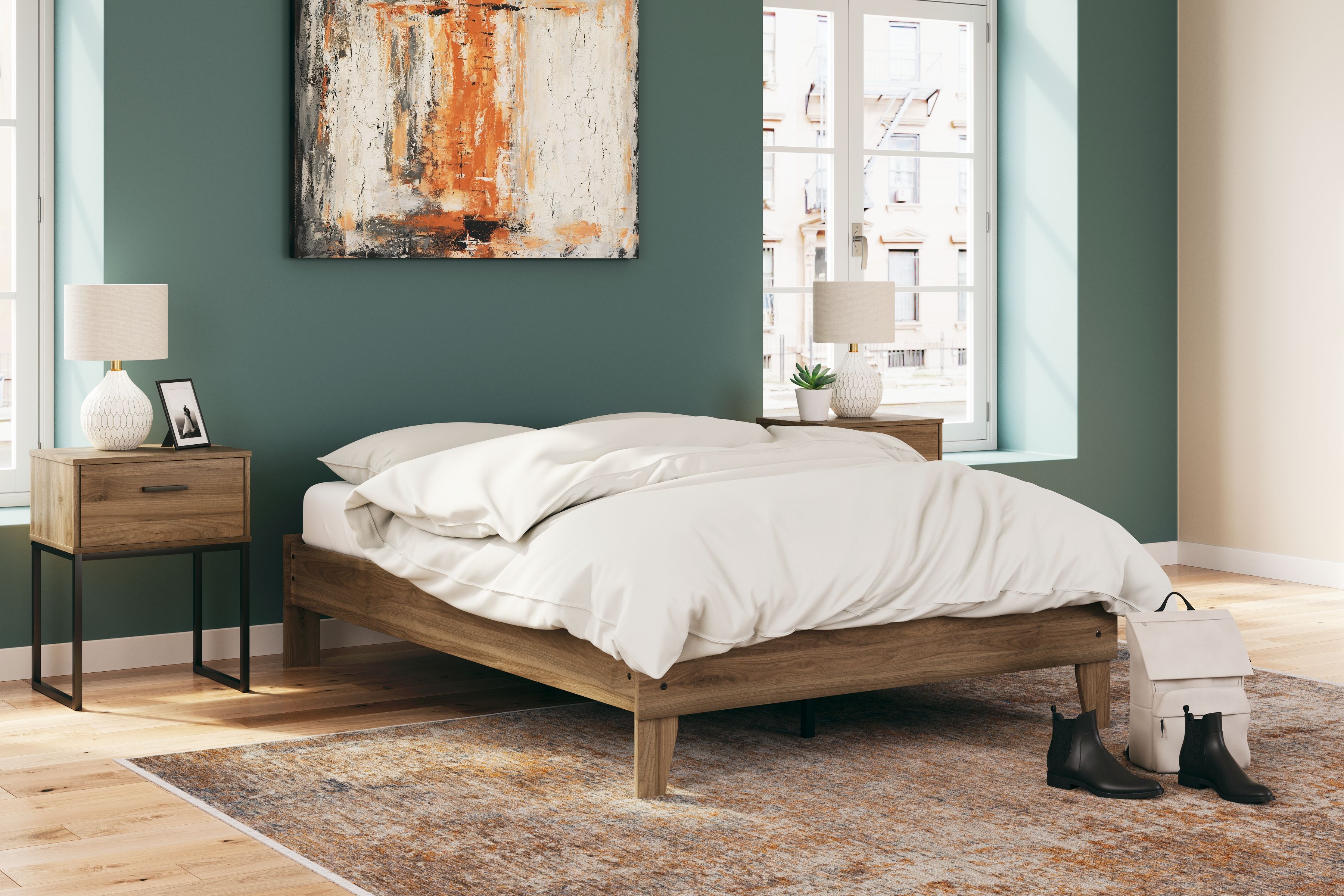 Deanlow - Full Platform Bed - Honey