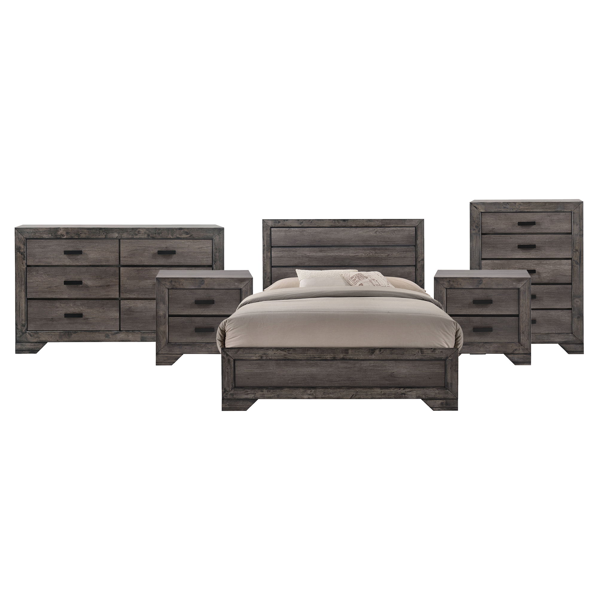 Queen · 5 Pc · Bedroom Set With 2 Nightstands, Dresser & Chest
