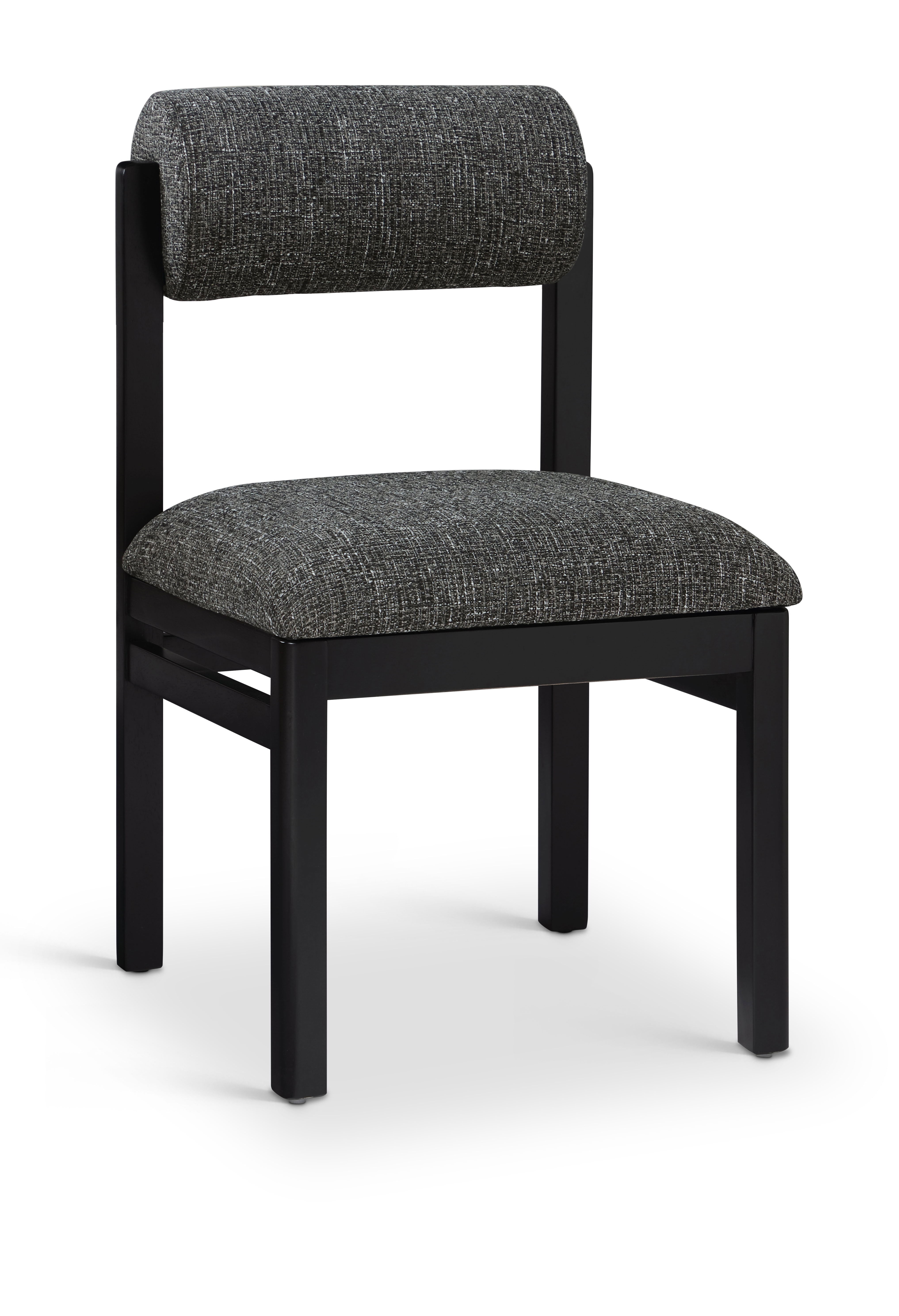 Roundhill - Linen Textured Fabric Upholstered Dining Chair (Set of 2) - Black
