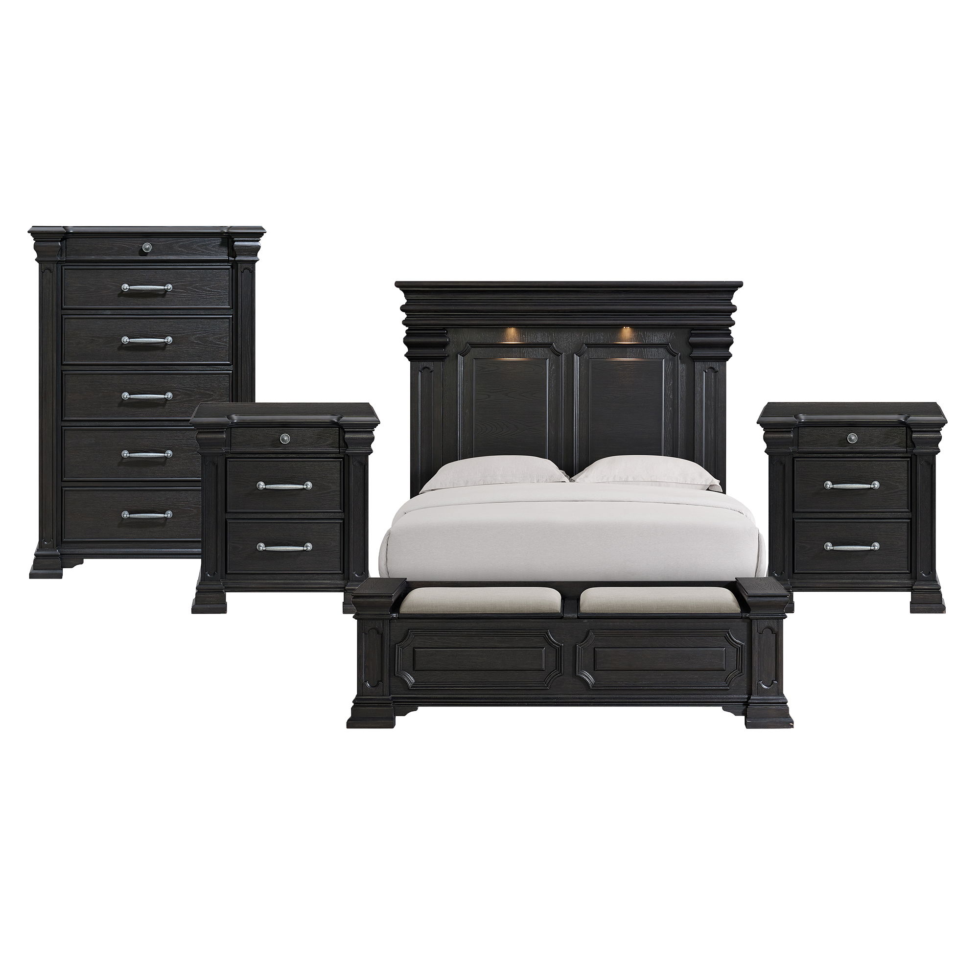 King · 4 Pc · Bedroom Set With 2 Nightstands & Chest