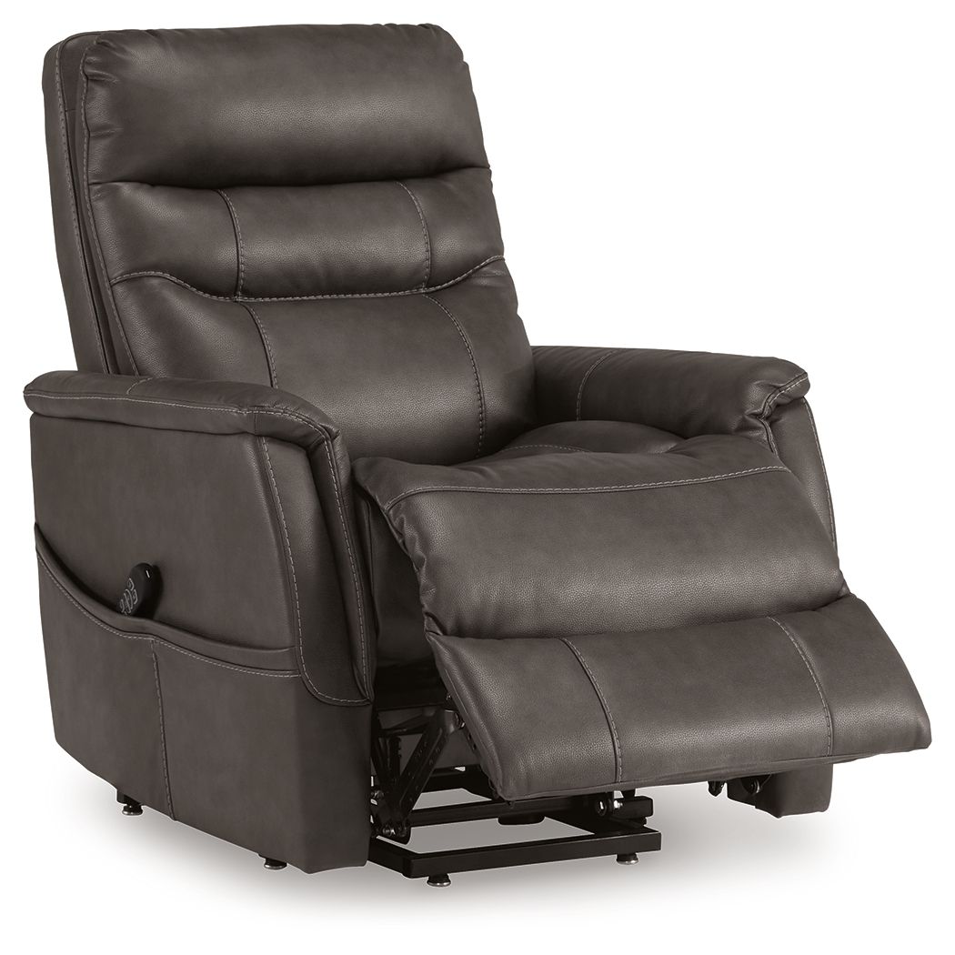 Ashley Furniture Strawbill - Power Lift Recliner - Shadow - Image 3