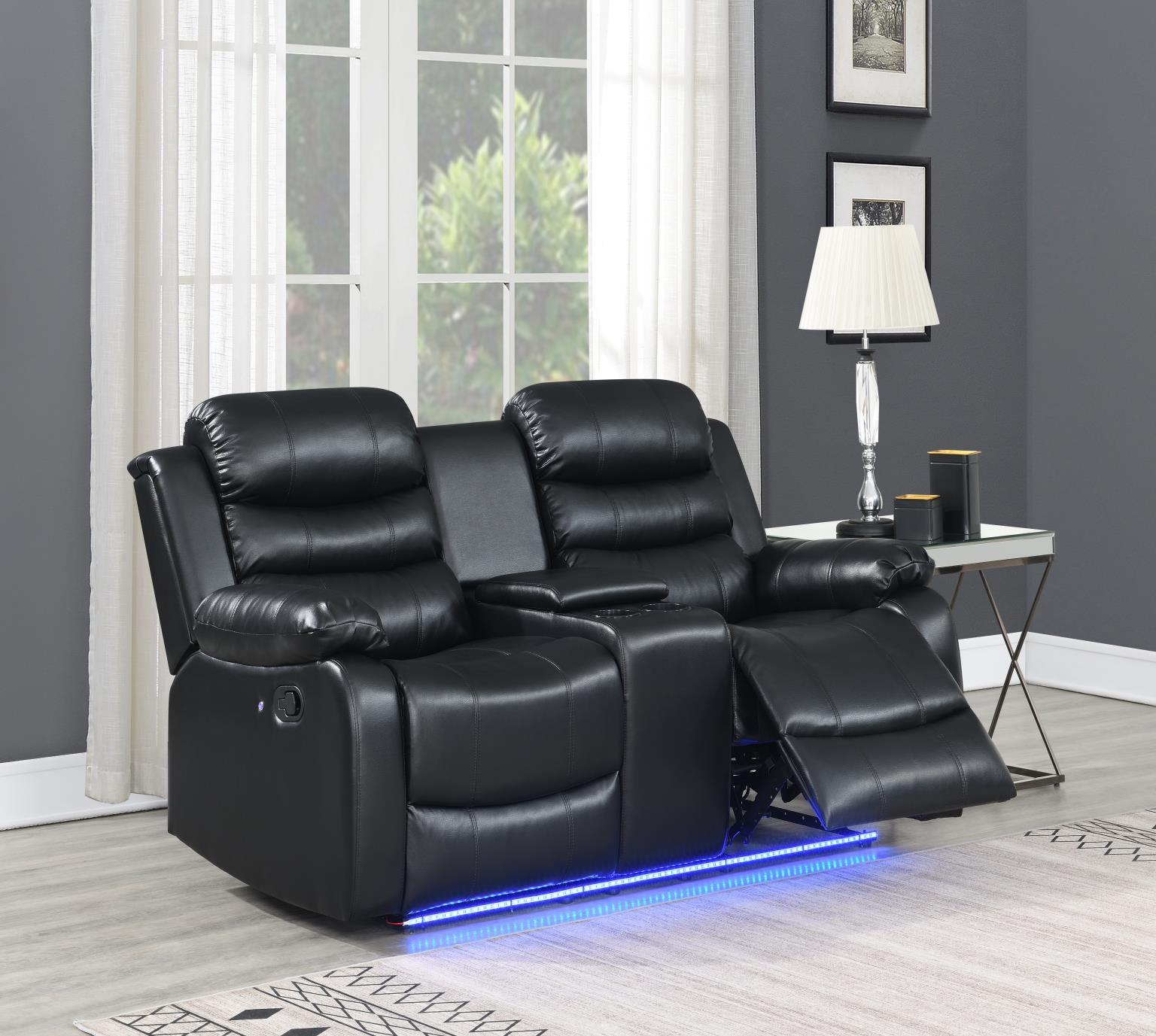 U154 - 2 Piece Living Room Set (Motion Sofa & Motion Loveseat) - Black