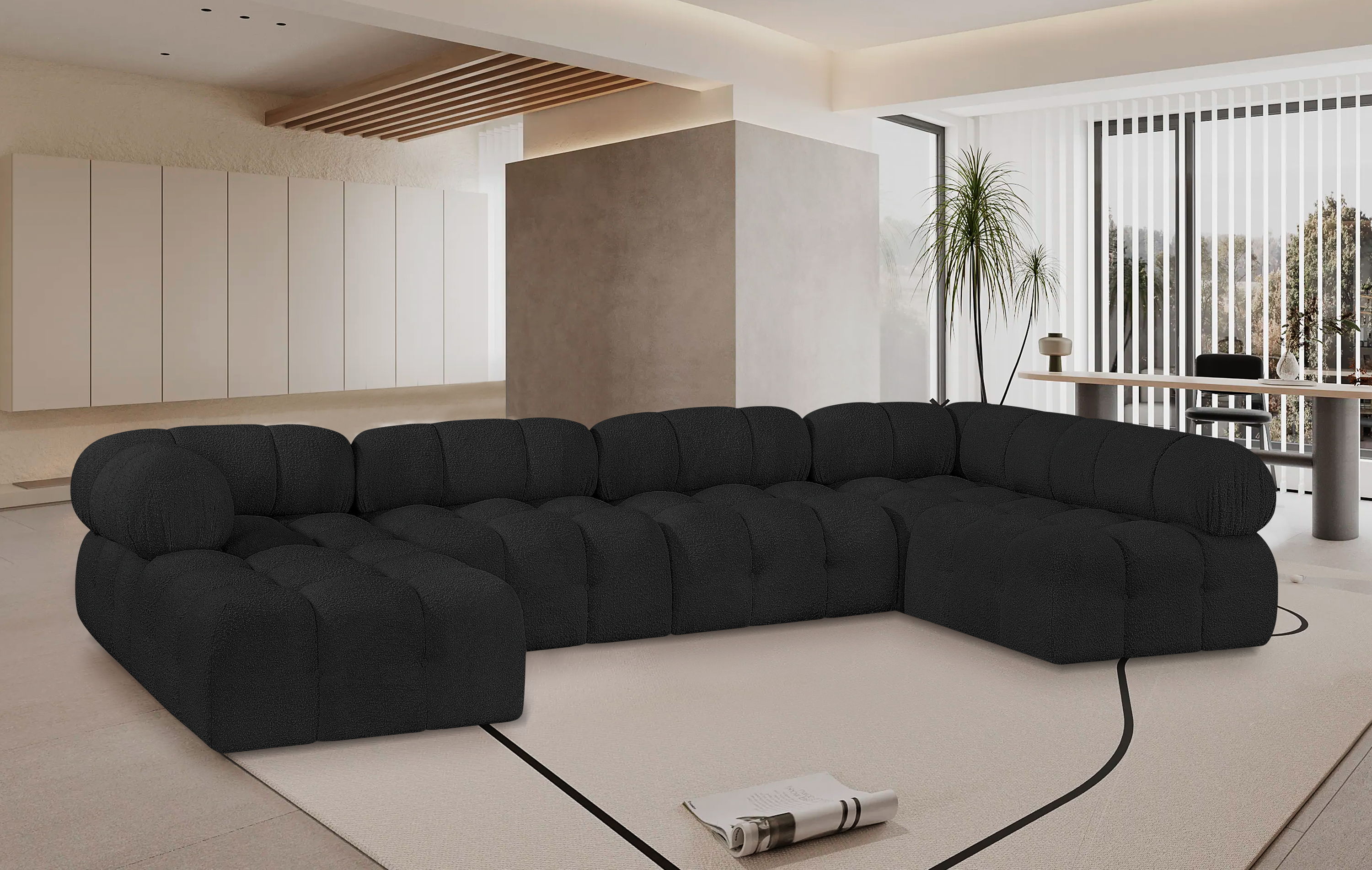 Ames - 6 Piece Modular U-Shaped Sectional - Black