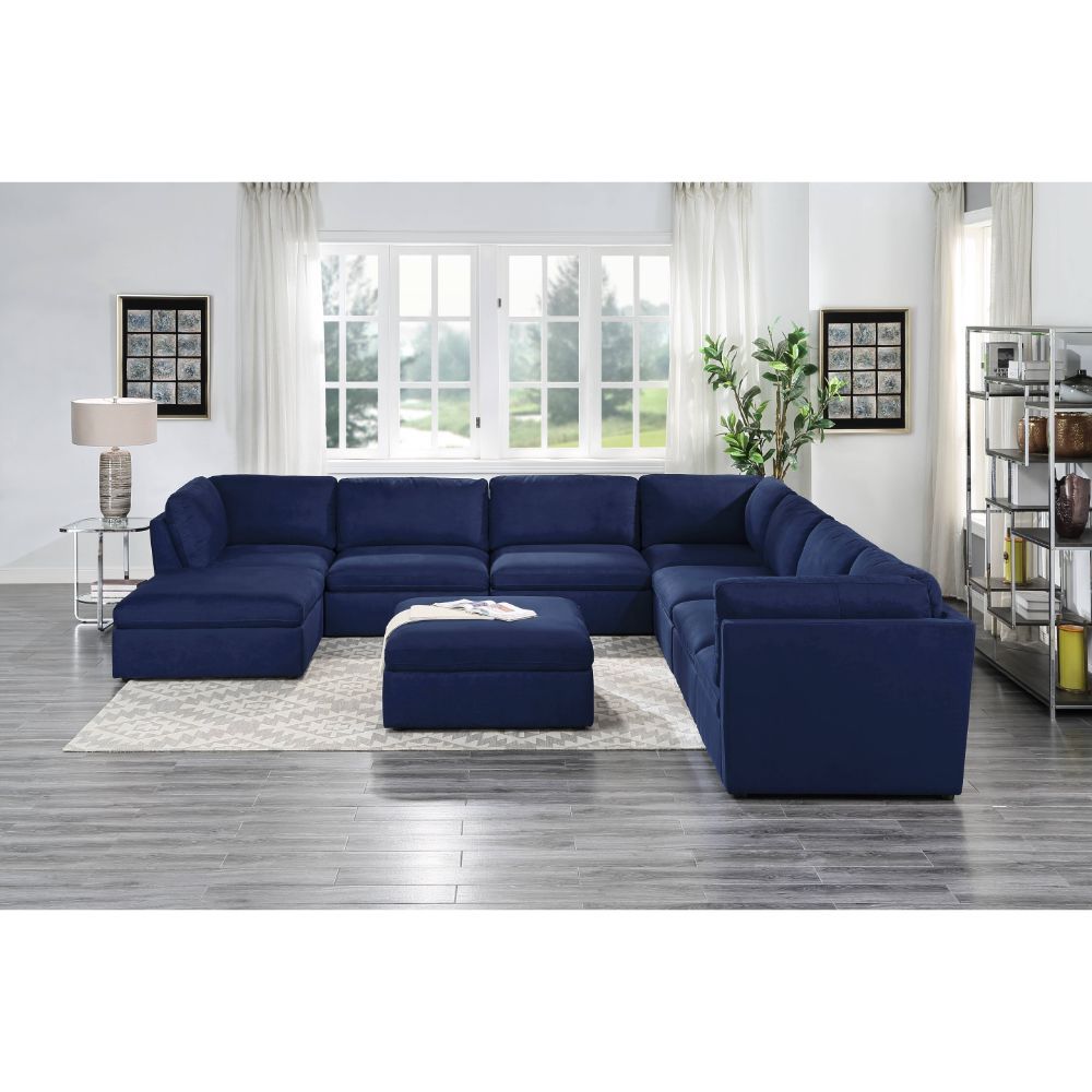 Crosby - Modular Armless Chair - Blue Fabric, blue, view 6