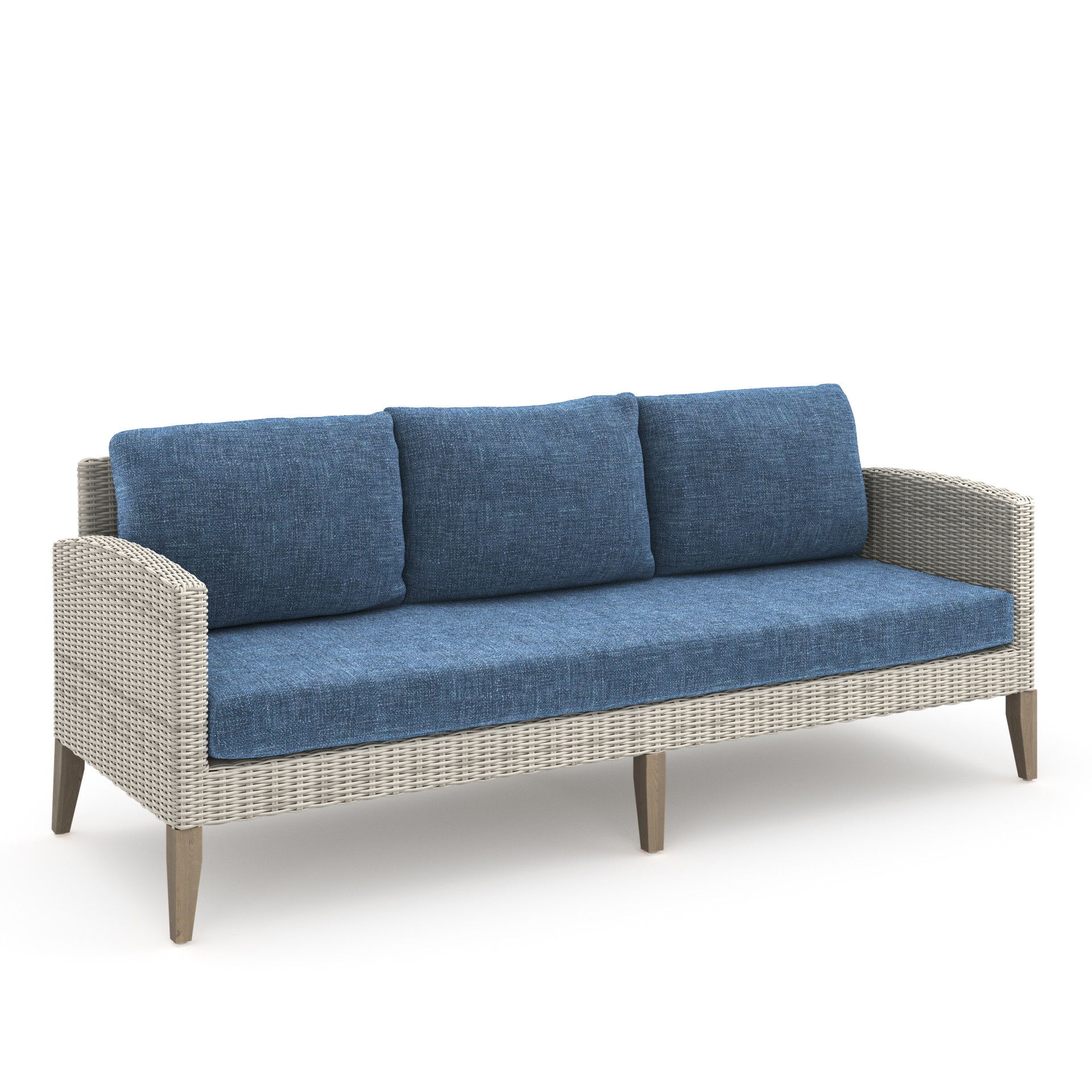 Carezza - 5 Piece Set (Sofa & 2 Club Chairs & 2 Stools) - Dark Blue, blue, view 2