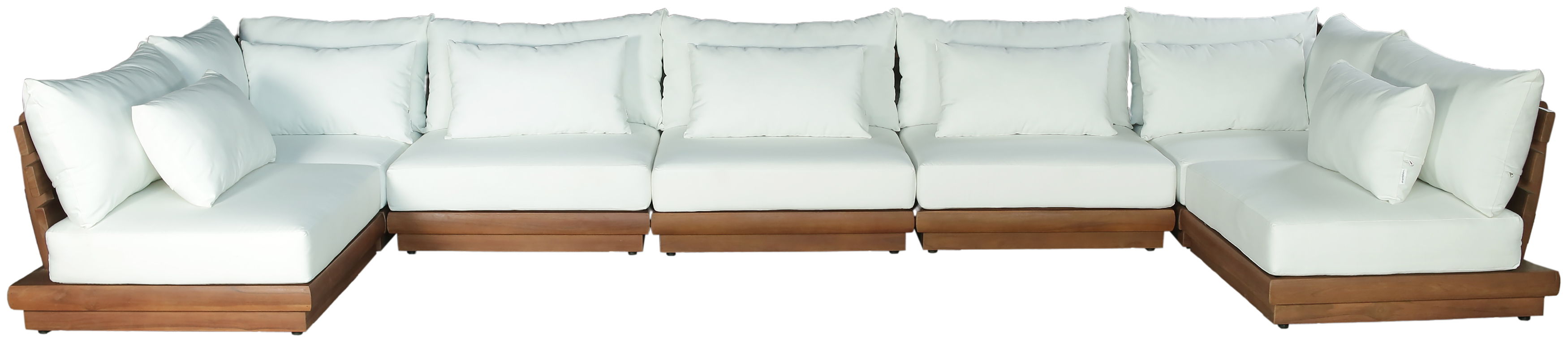 Mirella - 7 Piece Water Resistant Fabric 187" Upholstered Outdoor Patio Modular Sectional - Off-White