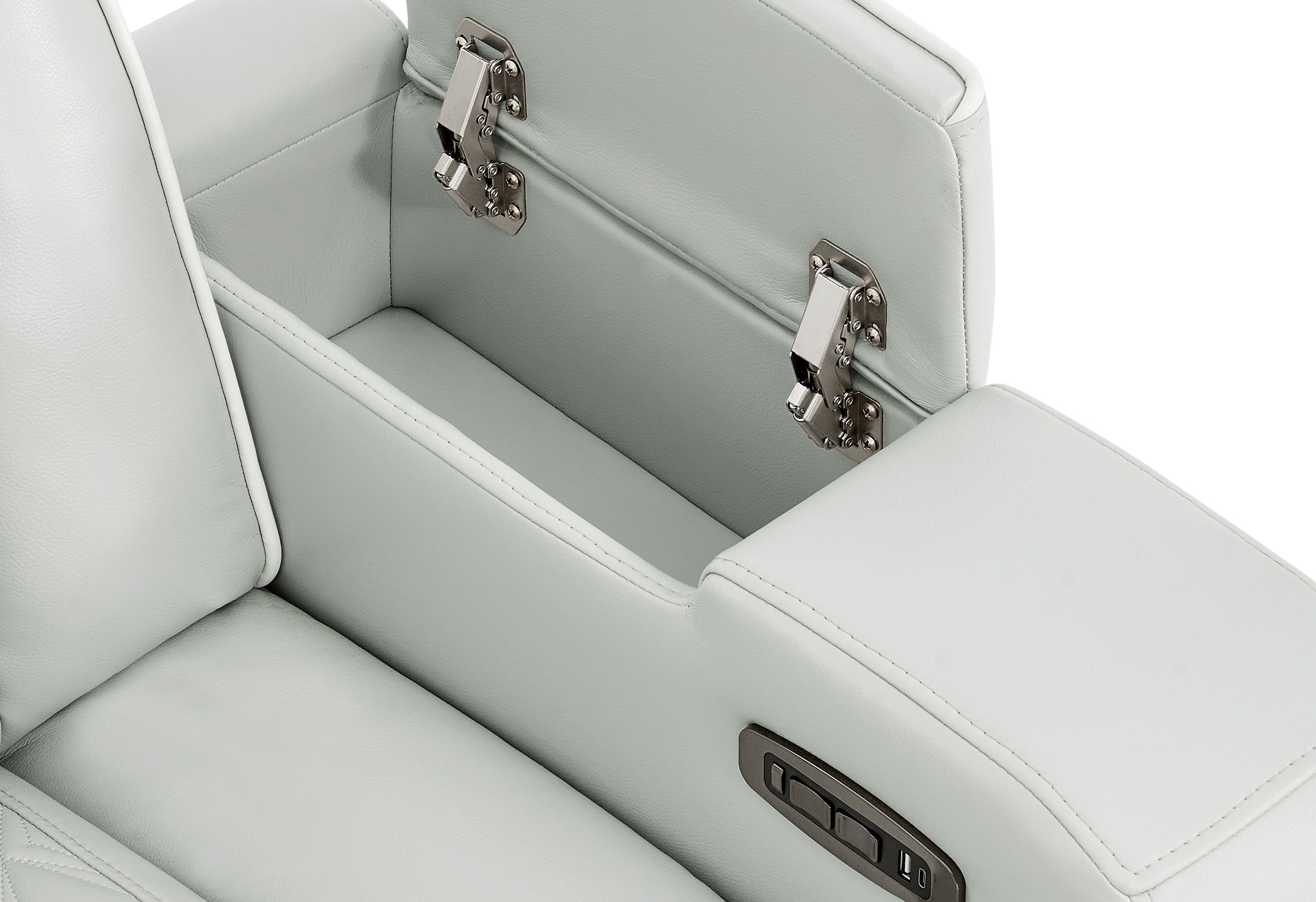 U8611 - 2 Piece Living Room Set (Power Reclining Sofa With Power Headrest And LED / Power Console Reclining Loveseat With Power Headrest, LED And Speaker) - Silver