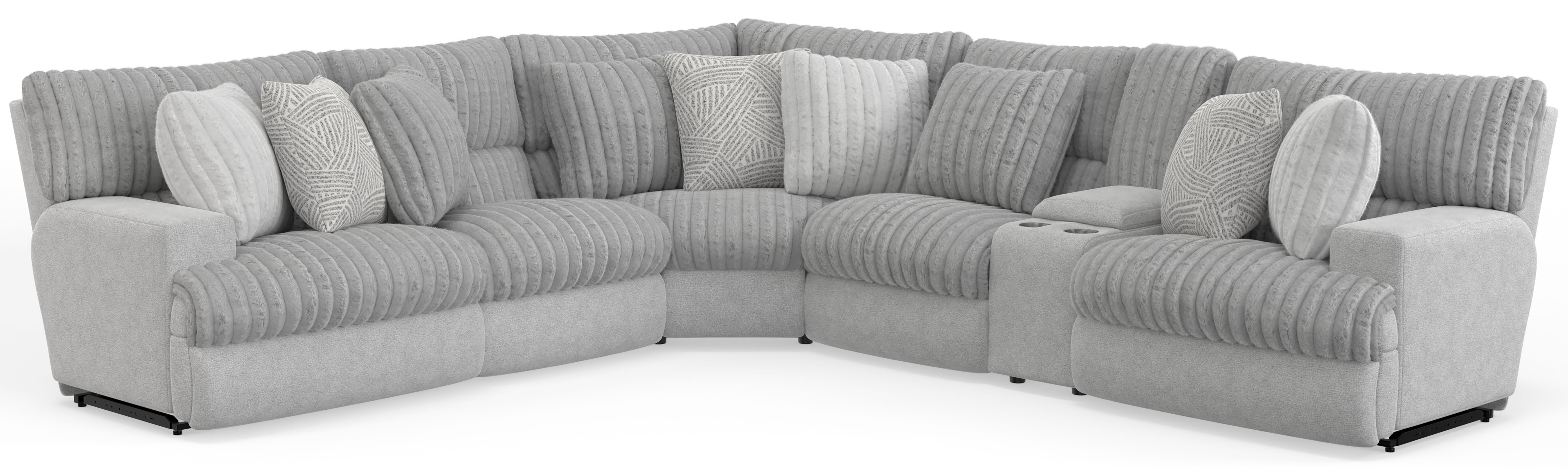Abraxas - 6 Piece Upholstered Reclining Sectional With 3 Reclining Seats And Storage Console - Moonstruck