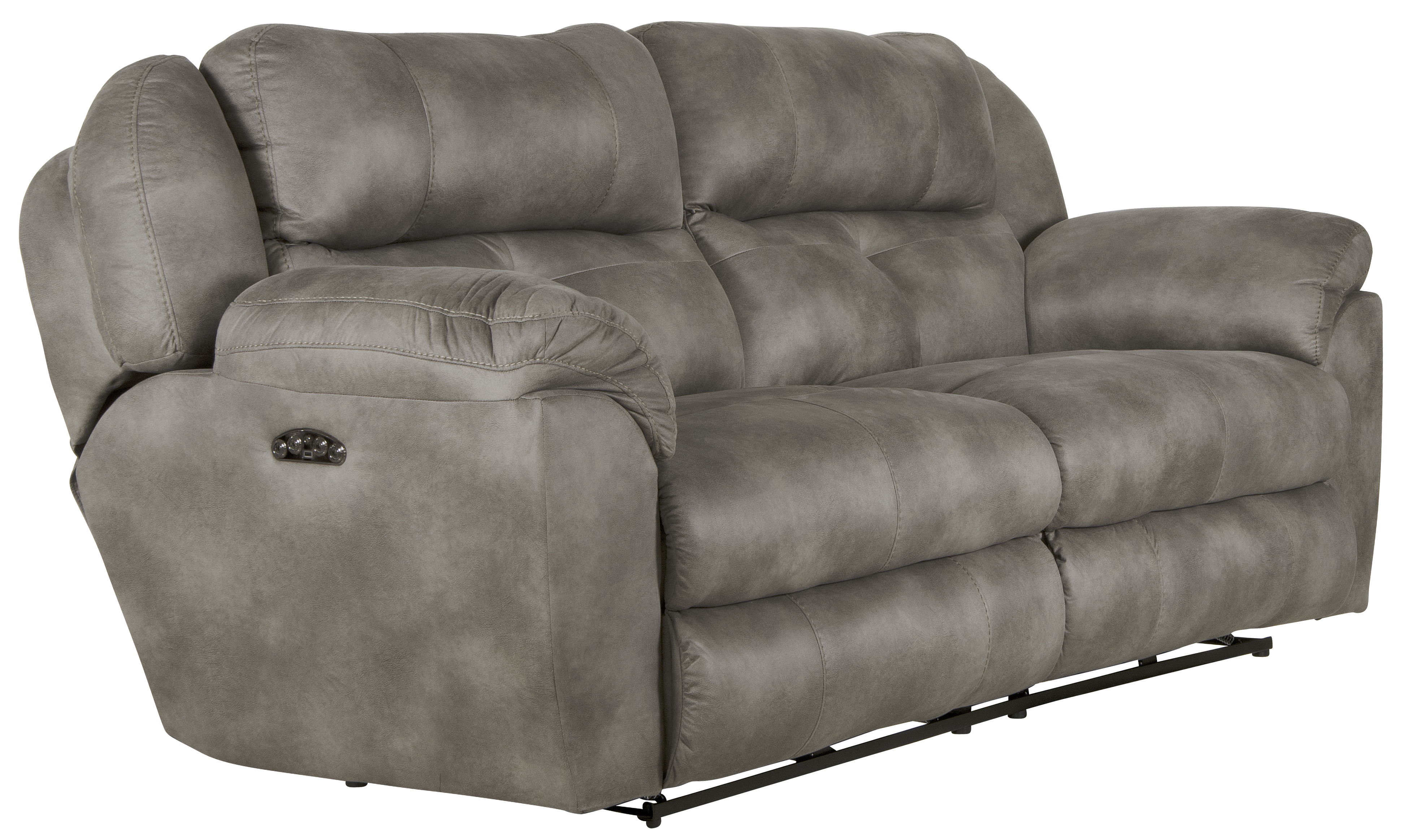 Ferrington - Power Lay Flat Reclining Sofa With Power Adjustable Headrest - Steel