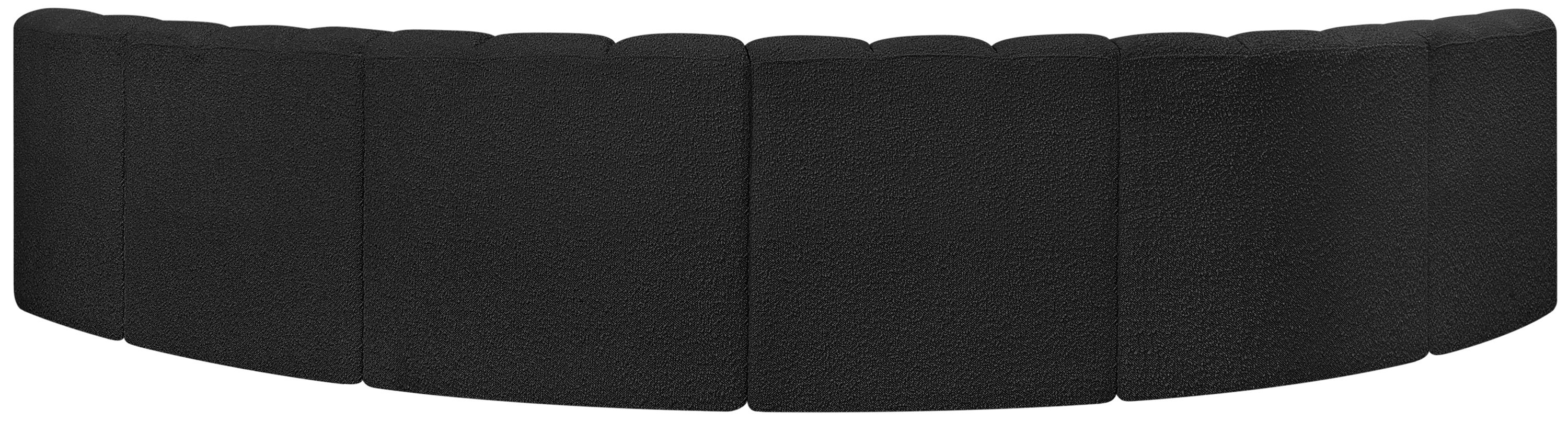 Arc - Boucle Fabric 6 Piece U-Shaped Modular Sofa - Black