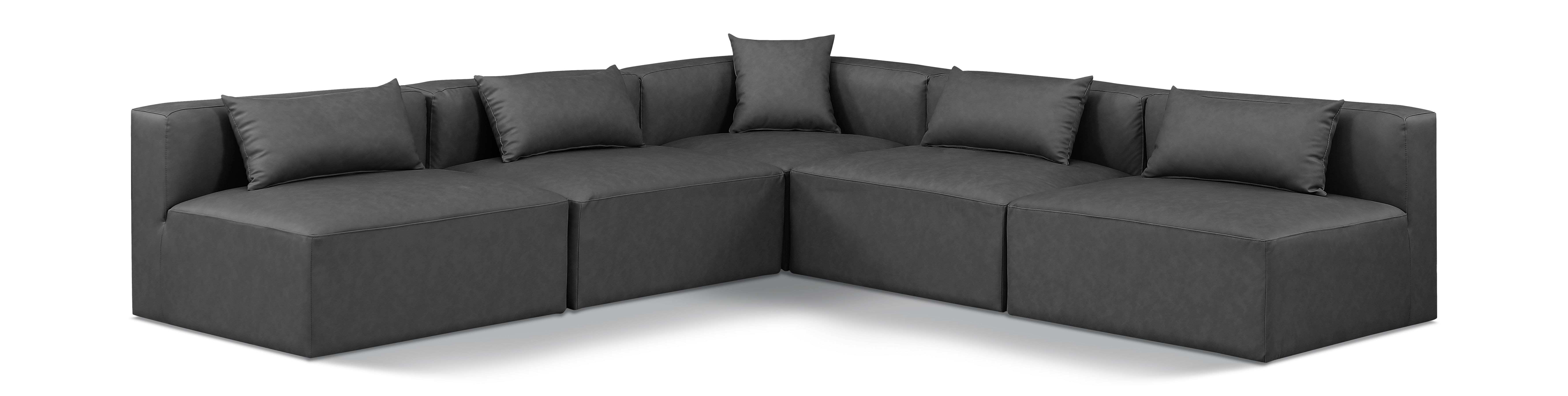 Cube - 5 Piece Modular Corner Armless Sectional - Charcoal Gray