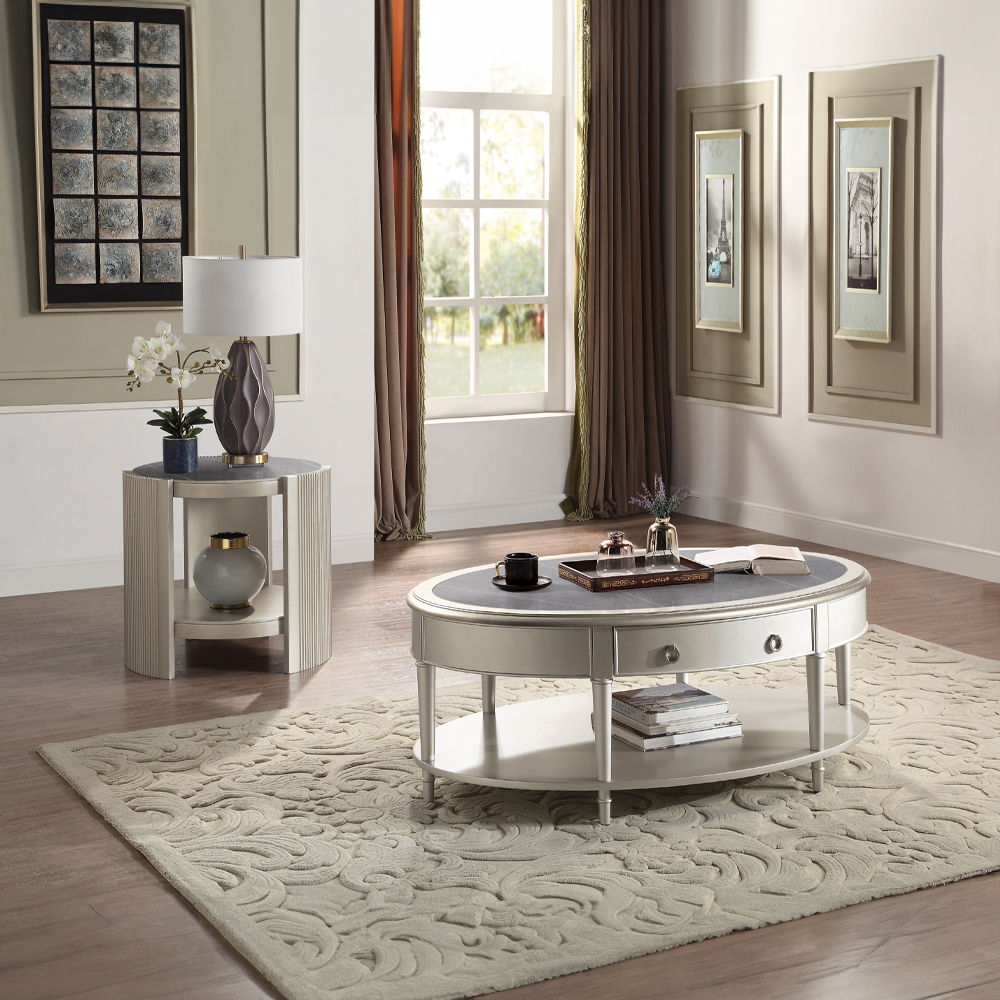 Kasa - End Table - Sintered Stone & Champagne, white, view 8