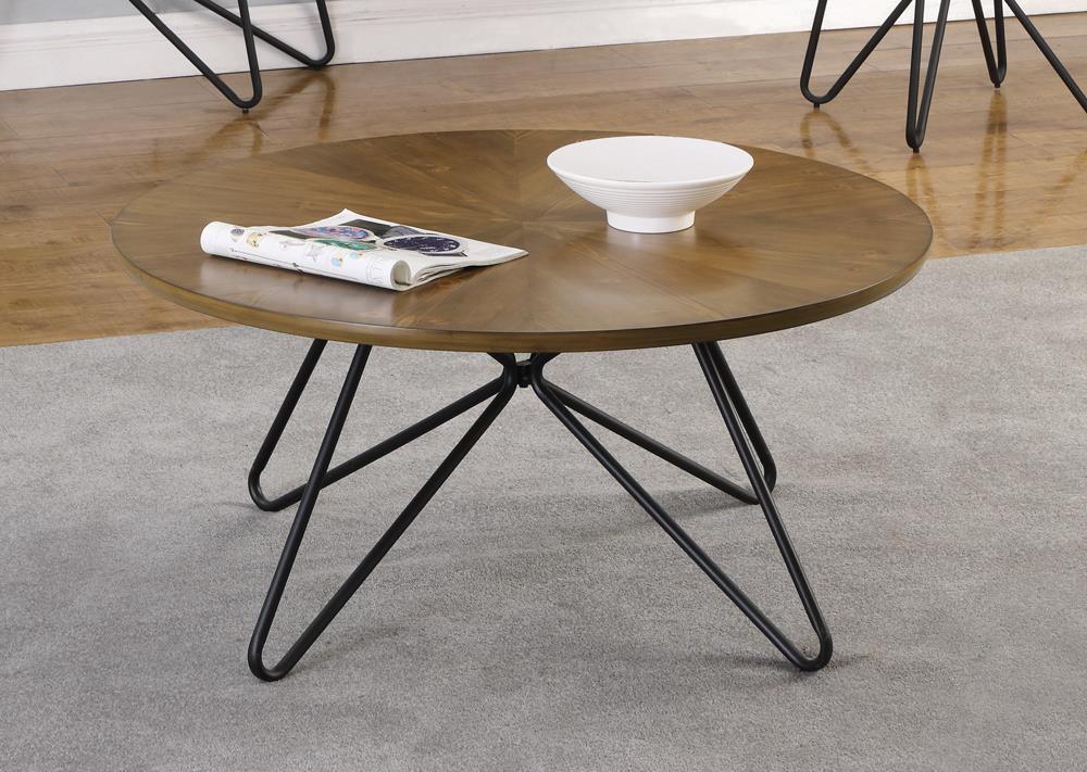 Churchill Round Coffee Table Dark Brown and Black
