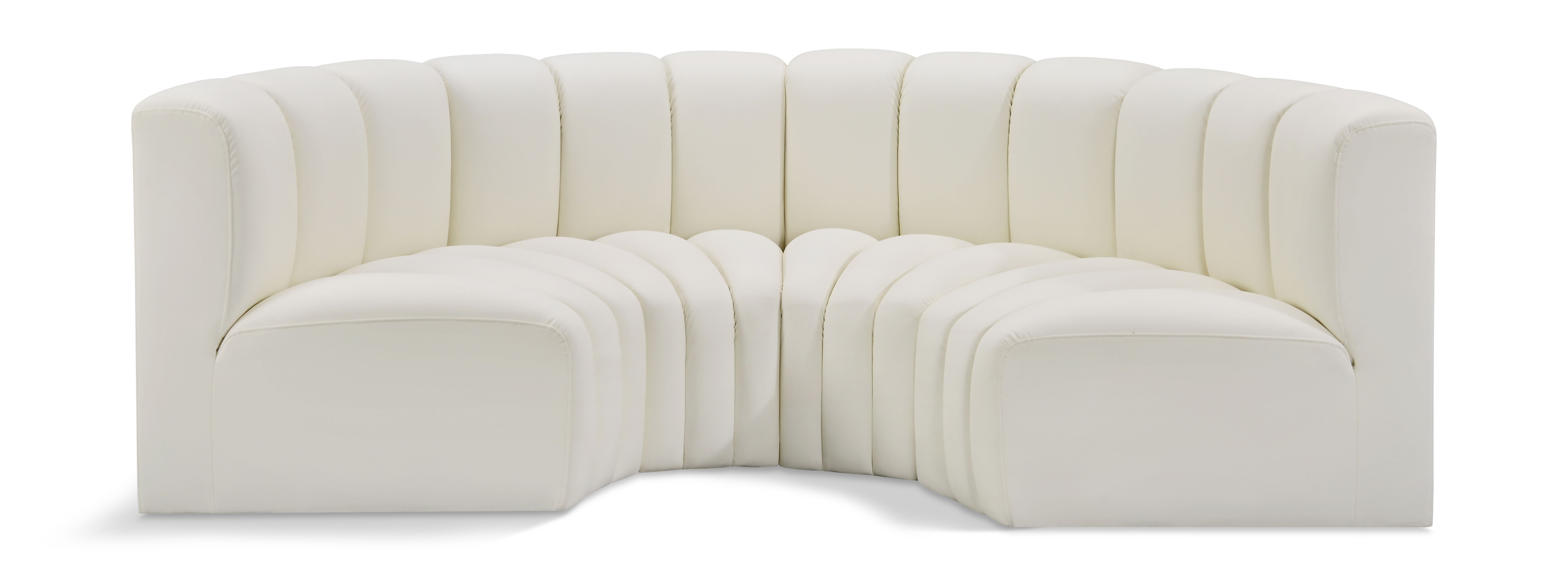 Arc - Faux Leather 4 Piece U-Shaped Modular Sofa - Cream