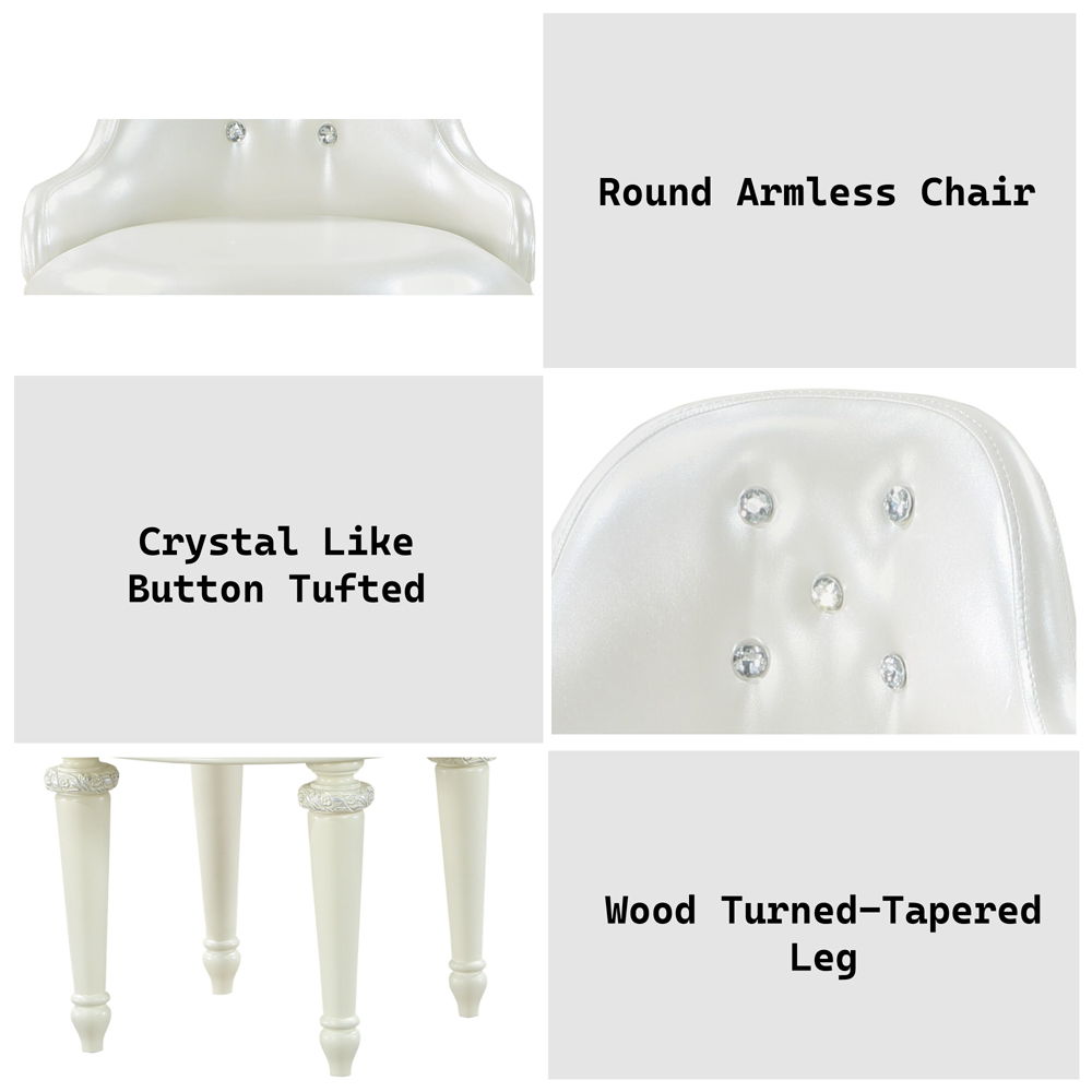 Dorothy - Vanity Chair With Swivel - Ivory, white, view 5