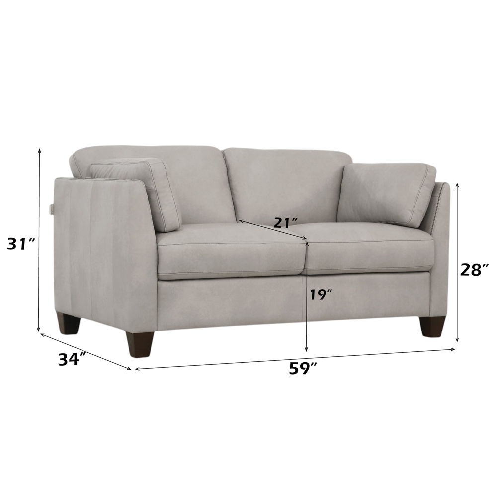 Matias - Loveseat - Dusty White Leather, white, view 3