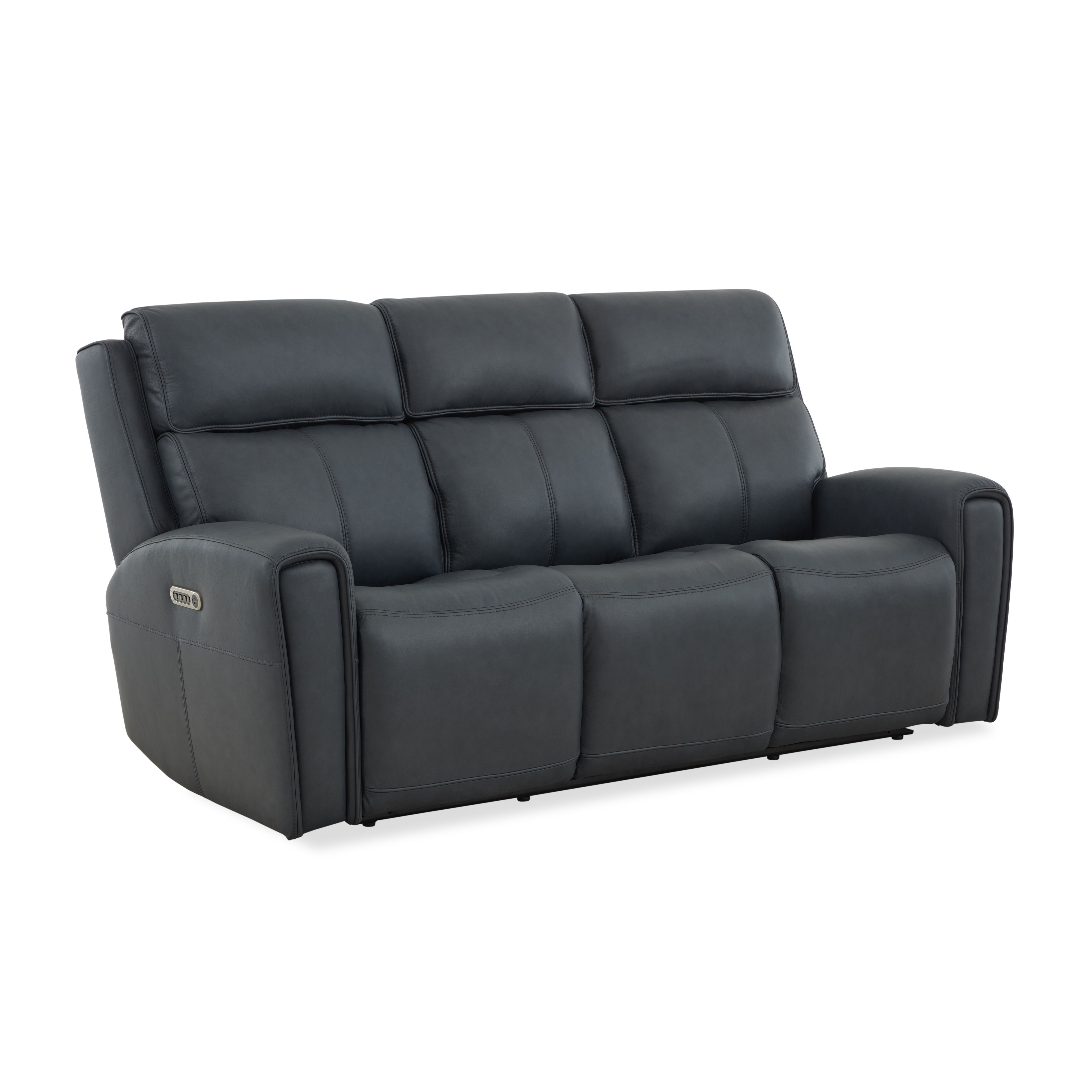 Warren - Power Reclining Sofa With Console, Power Headrest & Lumbar - Black, black