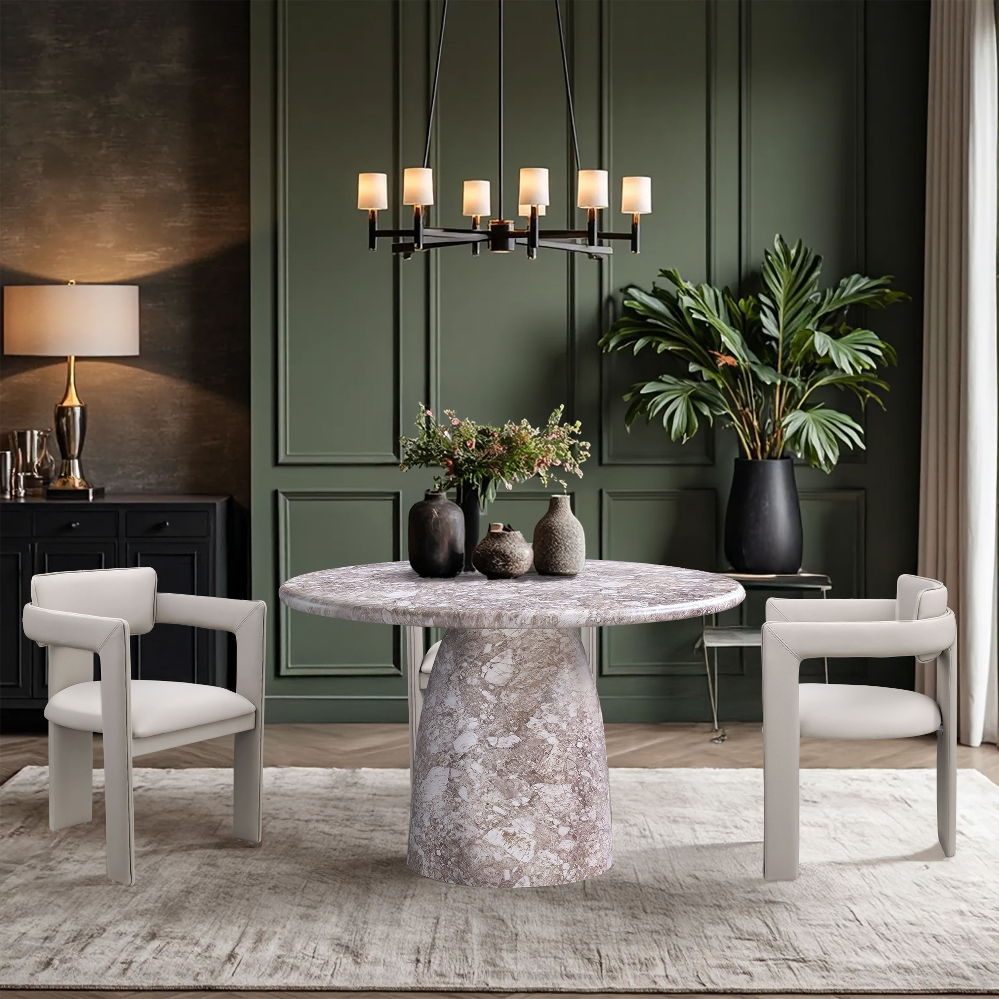 Cosenza - 48.5" Marble Finish Concrete Dining Table - Brown