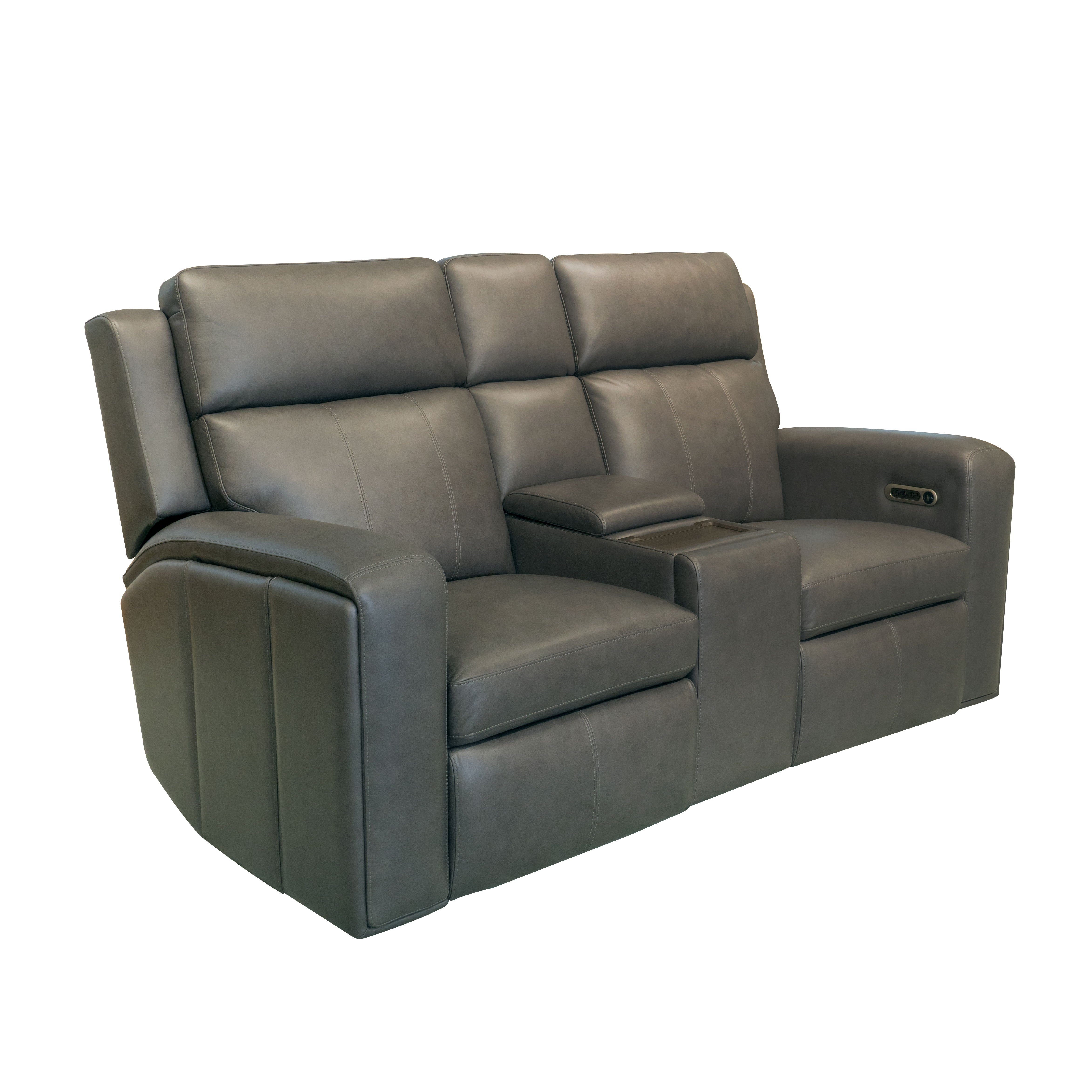 Wyatt - Power Reclining Loveseat With Console & Power Headrests & Lumbar - Gunmetal, dark gray