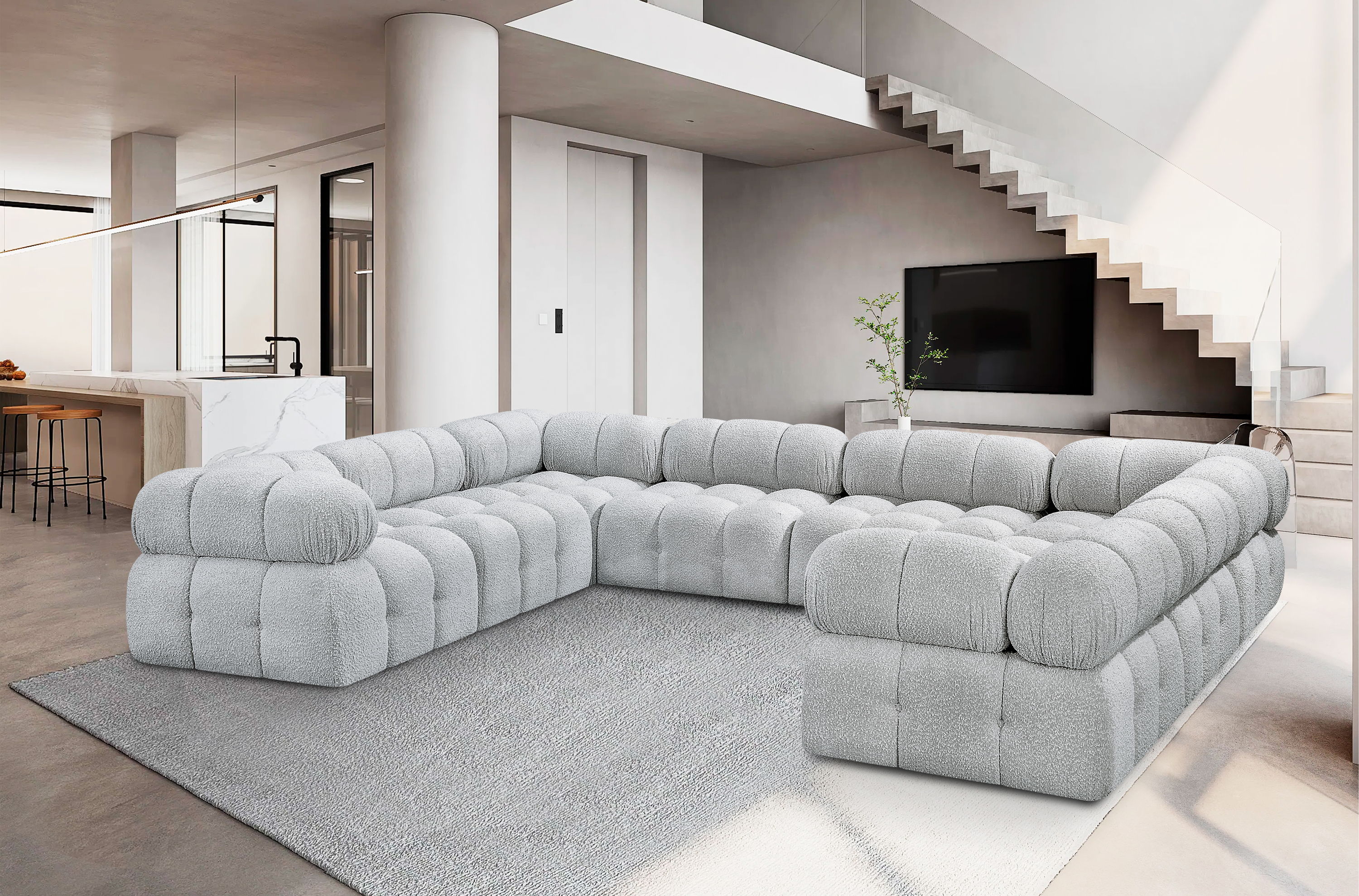 Ames - 8 Piece Modular Sectional - Gray