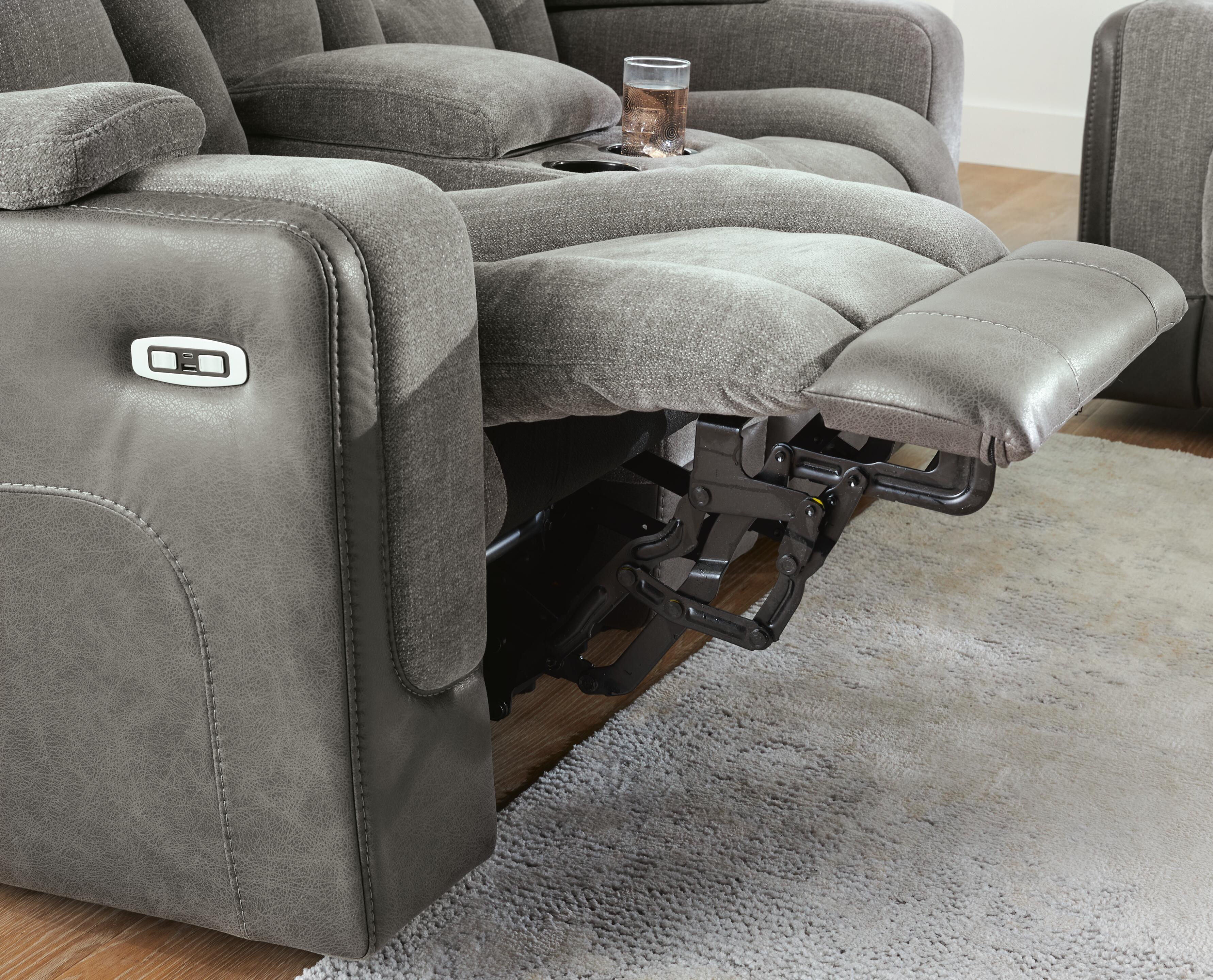 Ashley Furniture Mixed Motion - Power Reclining Loveseat With Console / Adjustable Headrest - Shadow - Image 9